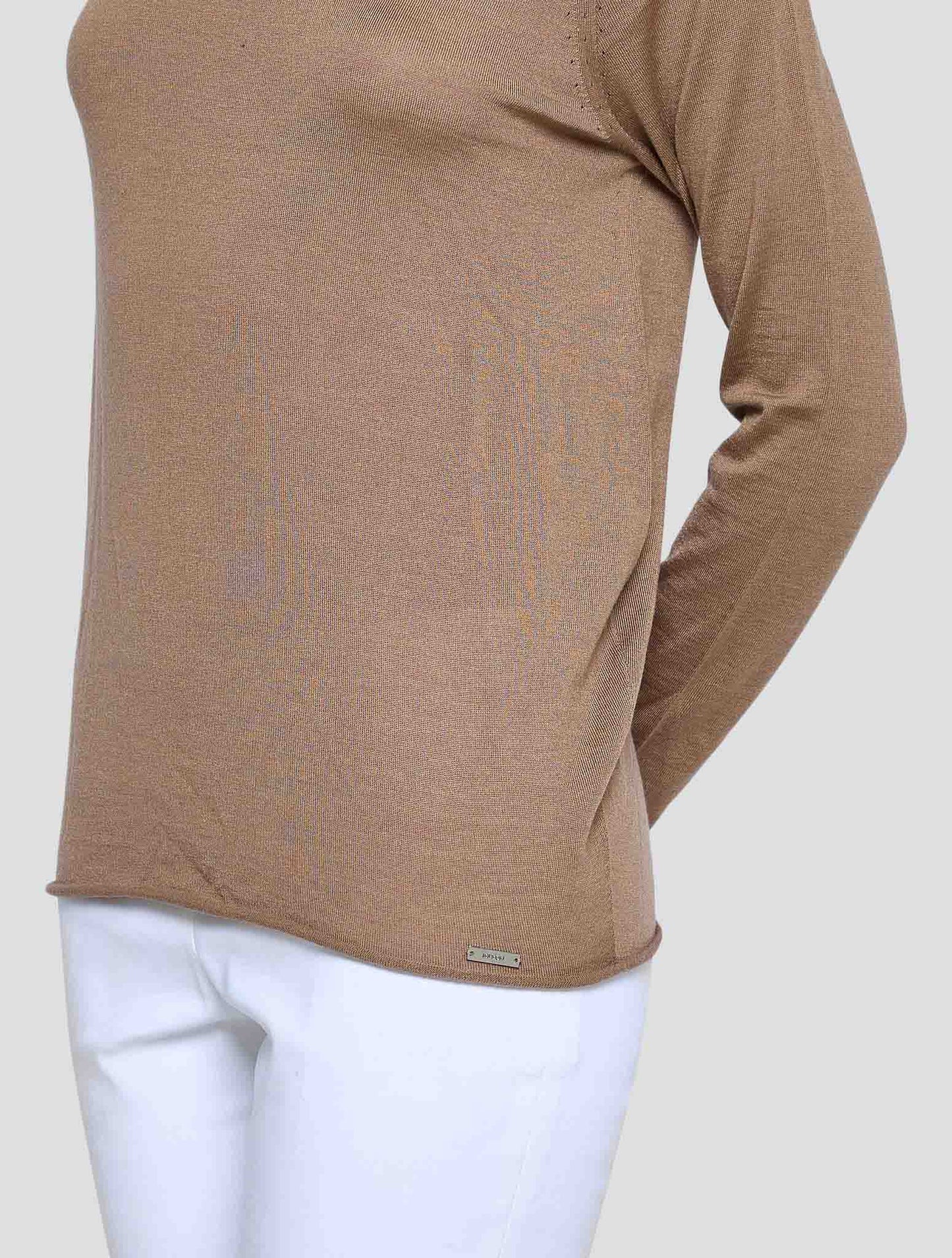 Kiton Brown Cashmere Silk Sweater Turtleneck