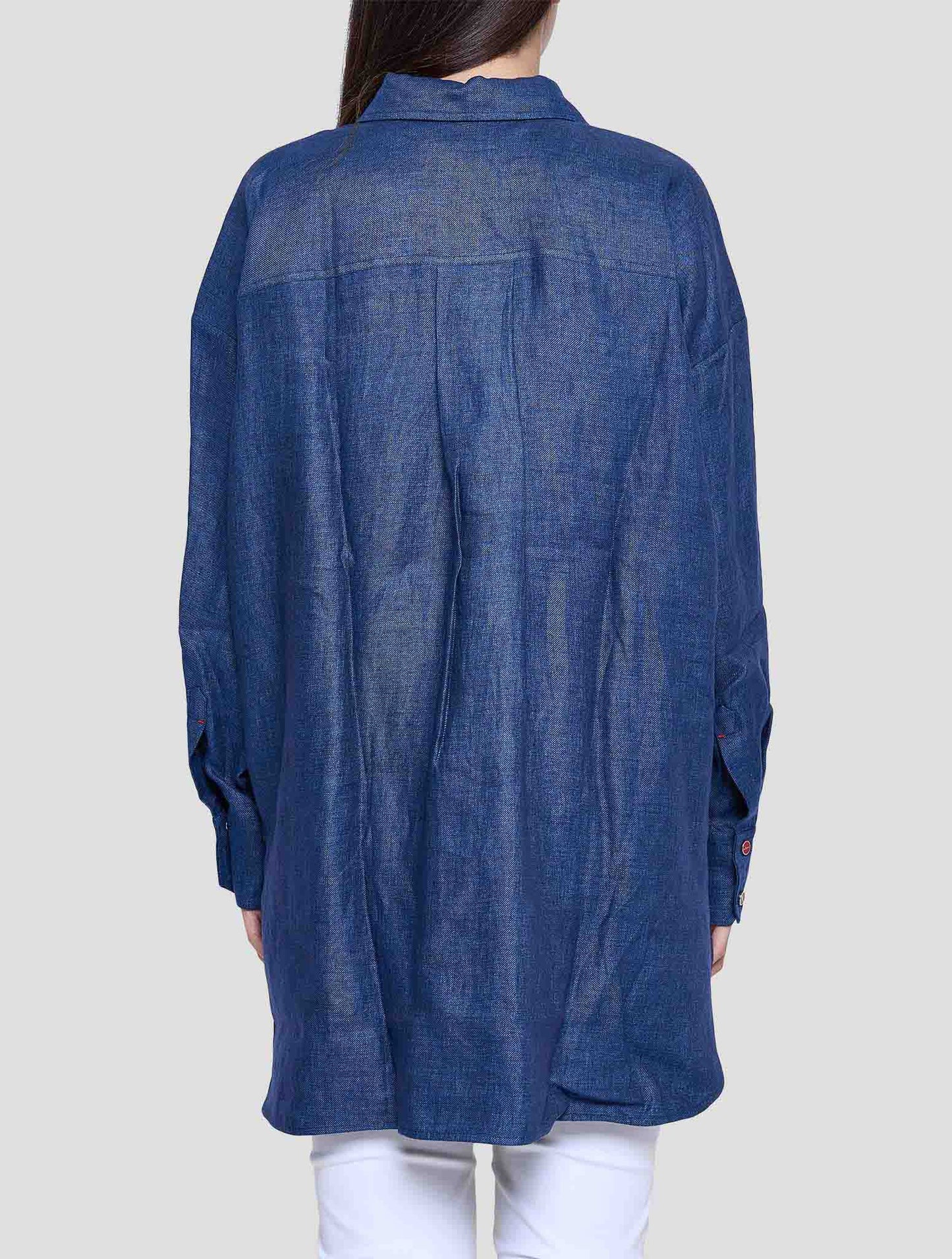 Kiton Blue Linen Shirt Women