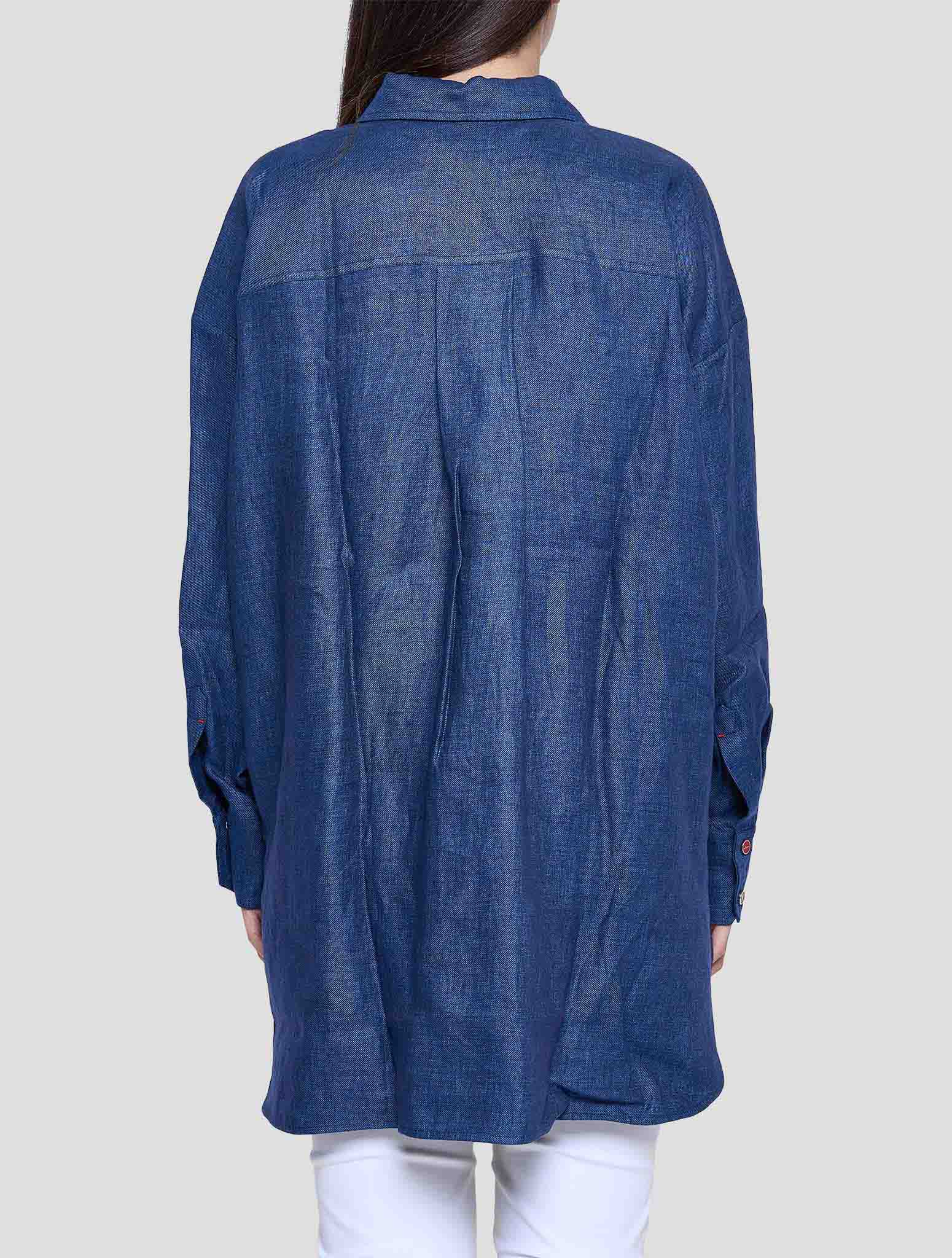 Kiton Blue Linen Shirt Women