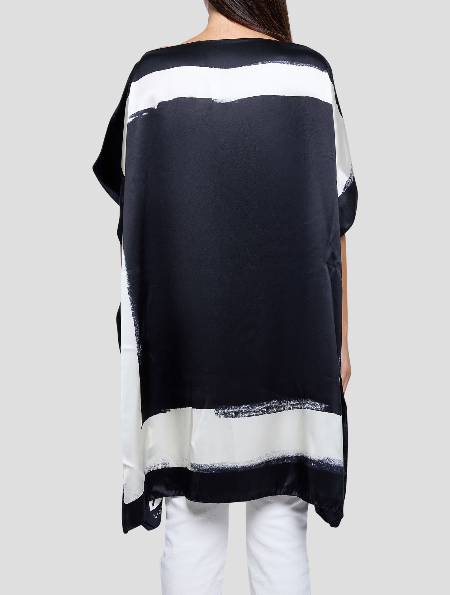 Kiton Black White Silk Blouse Shirt Women