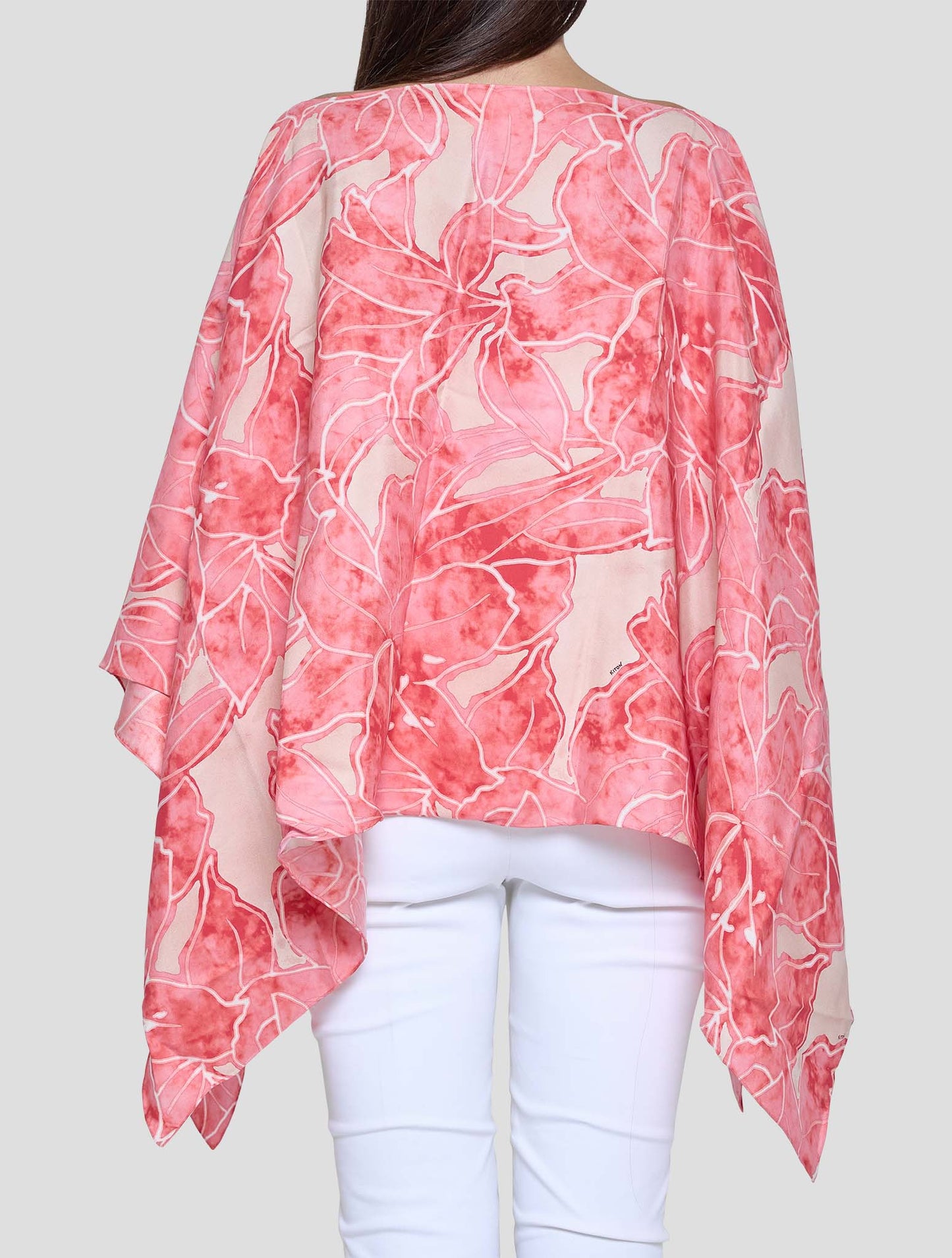 Kiton Red Beige Silk Poncho Women
