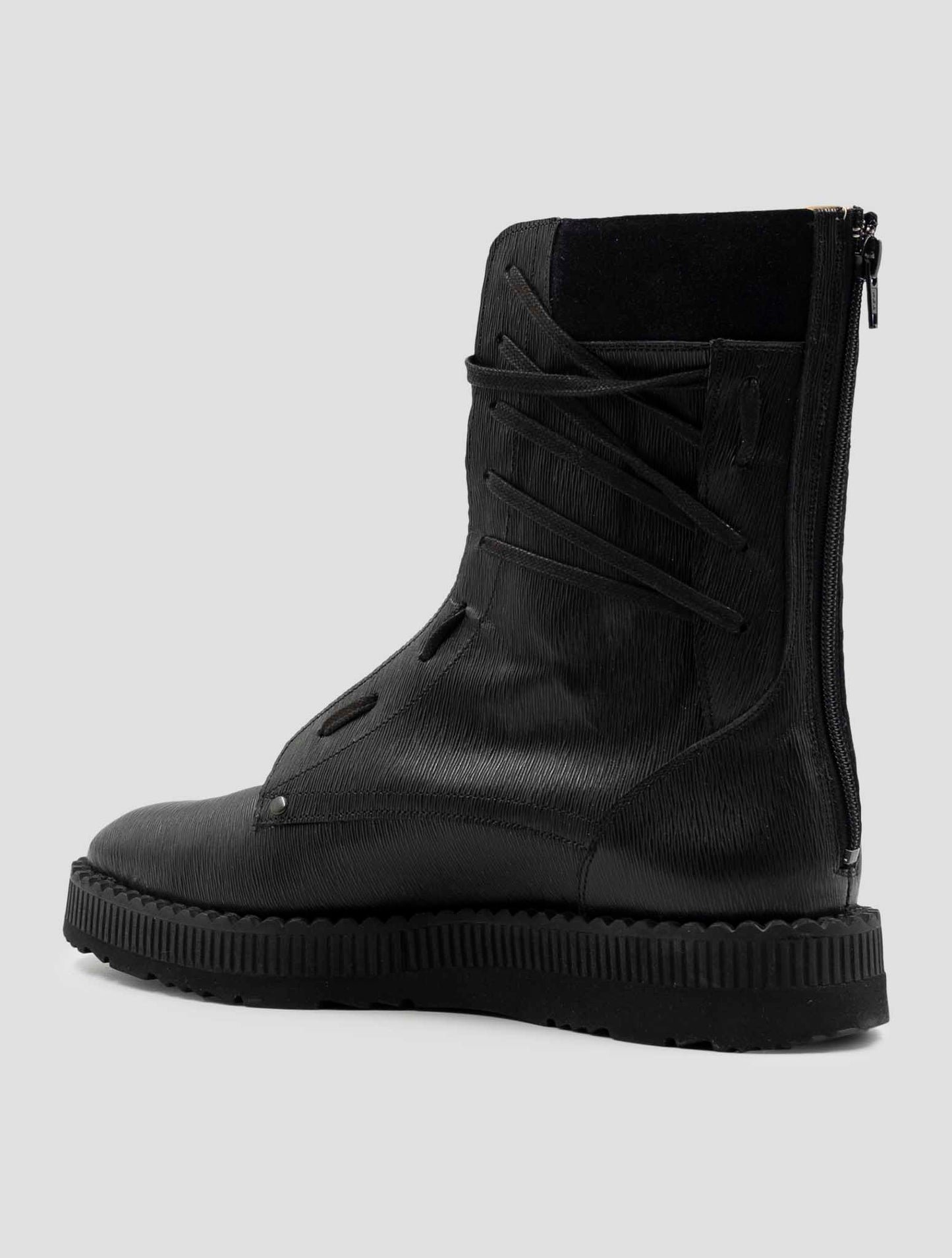 Kiton Black Leather Shearling Boots