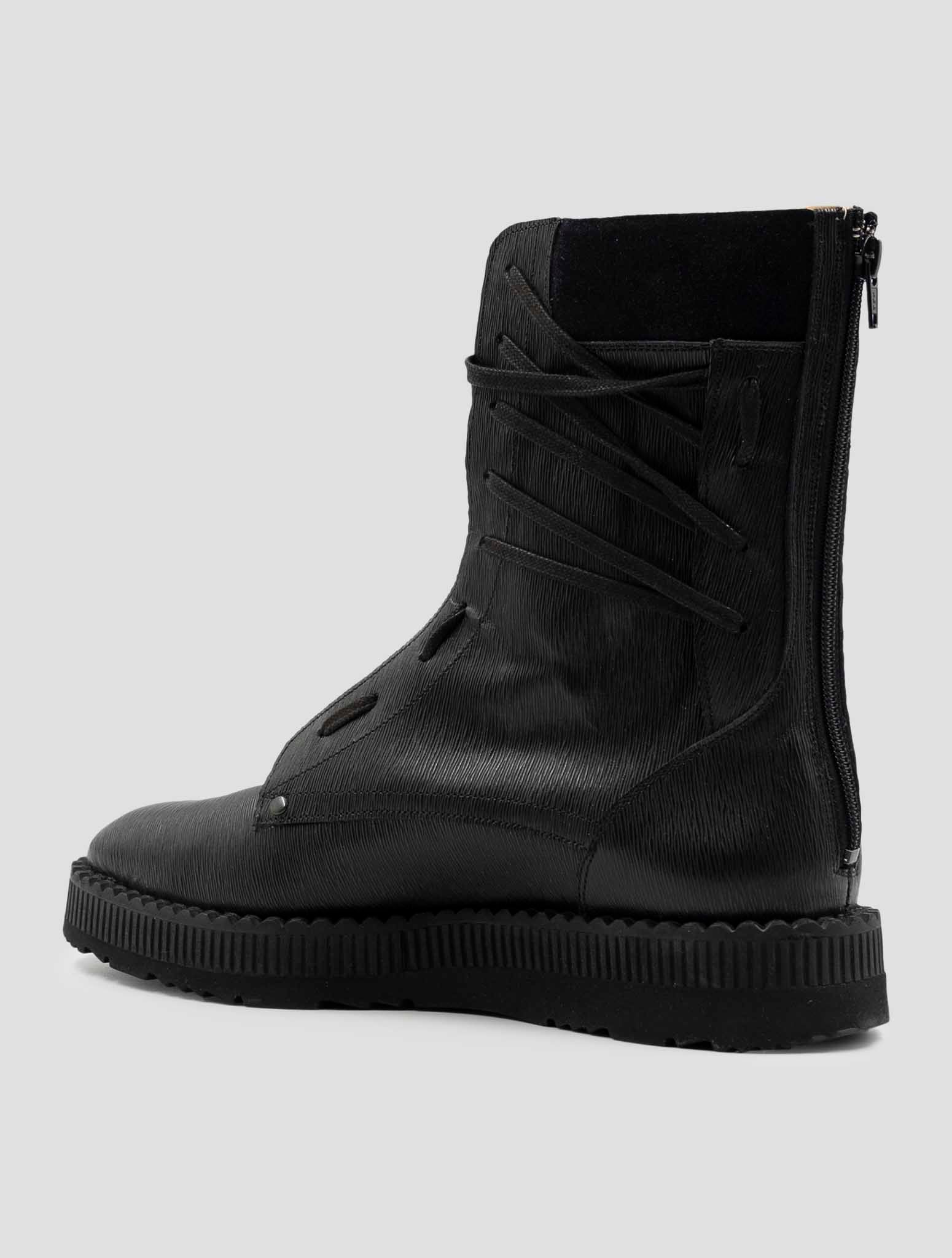 Kiton Black Leather Shearling Boots