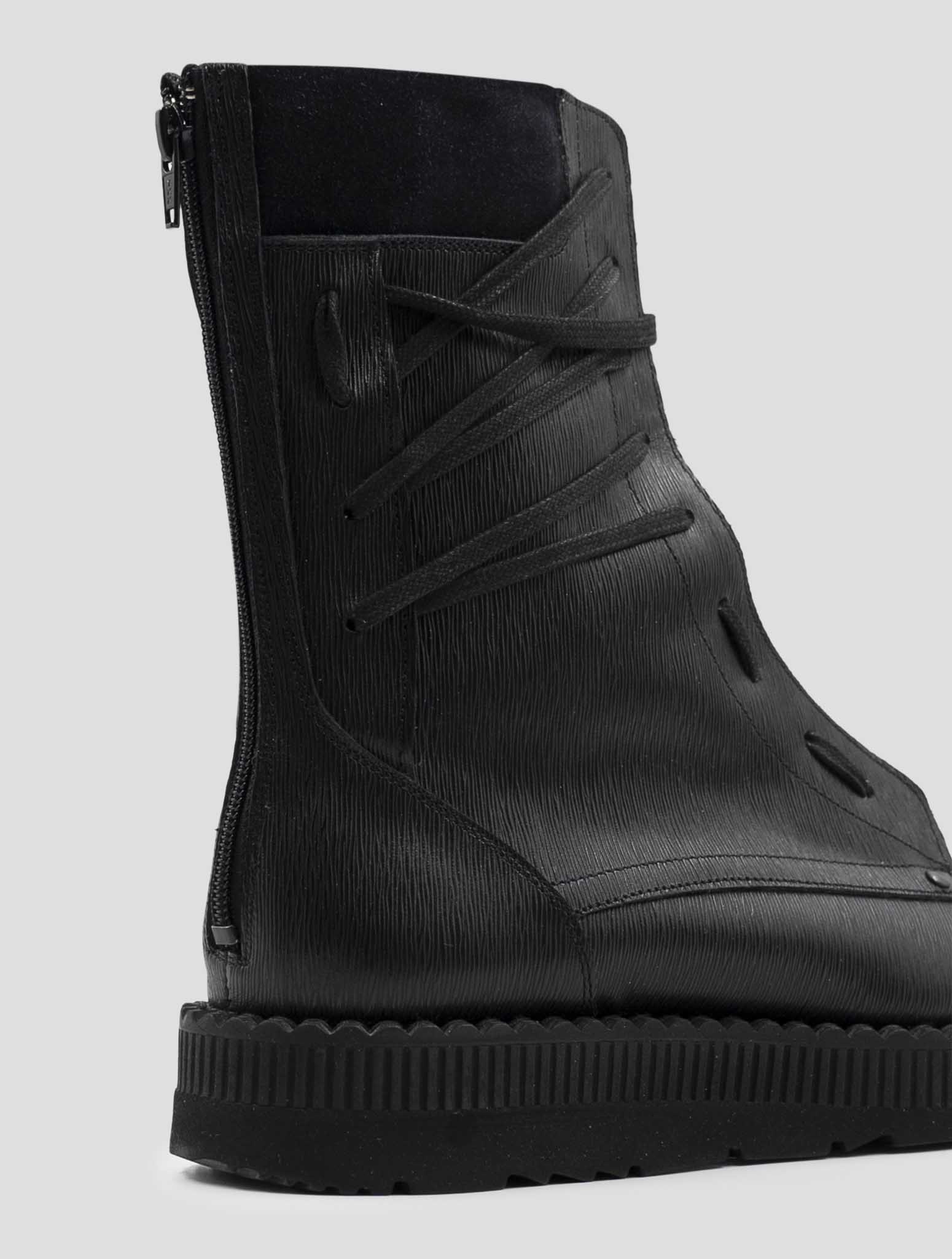Kiton Black Leather Shearling Boots