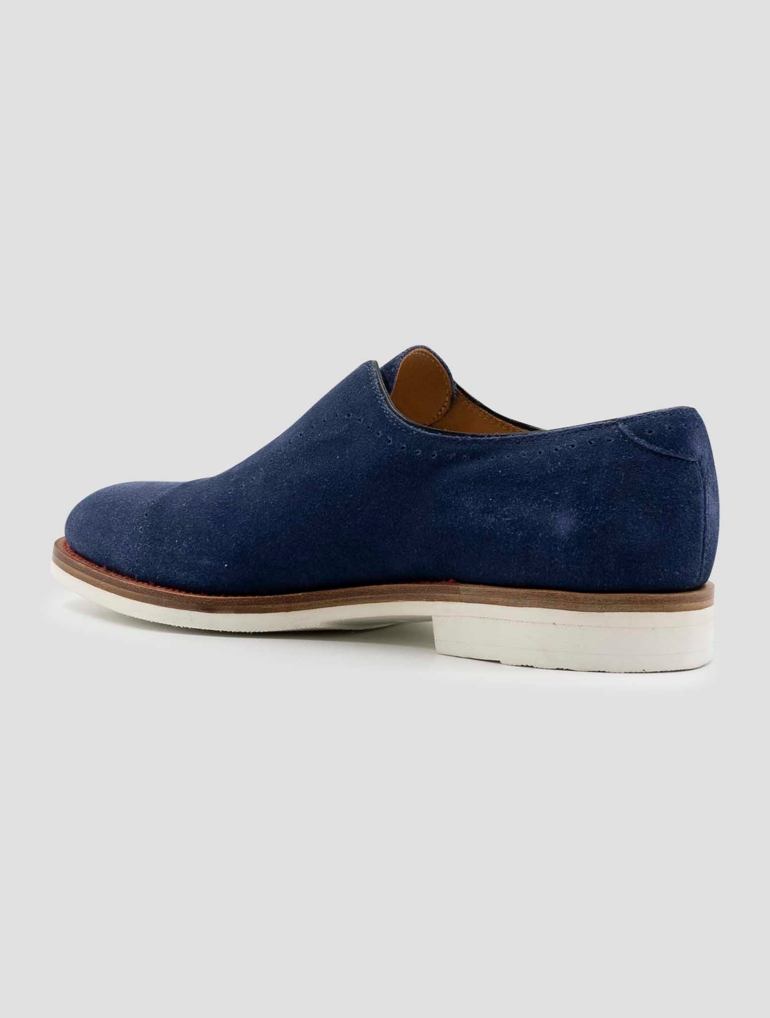 Kiton Blue Leather Suede Dress Shoes