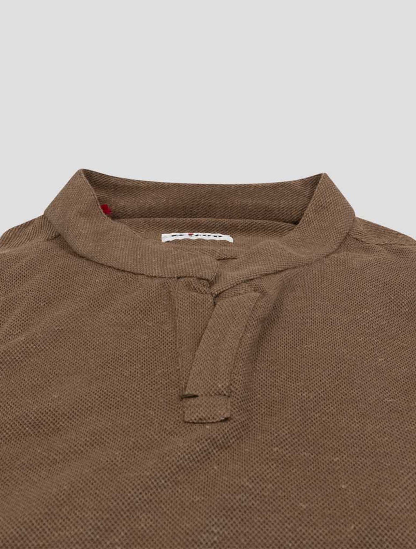 Kiton Brown Linen Cotton Korean Shirt