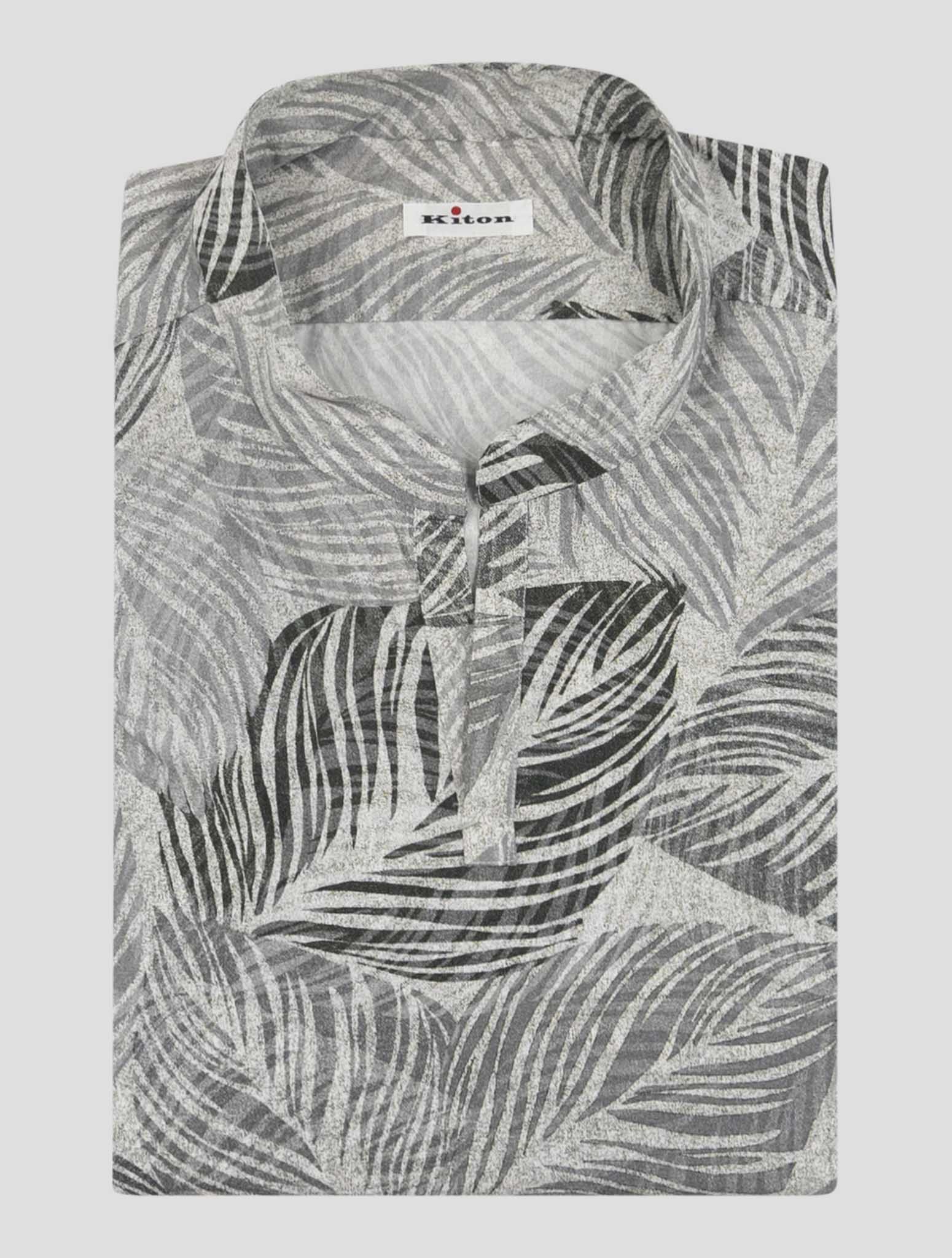 Kiton Green Gray Cotton Korean Shirt