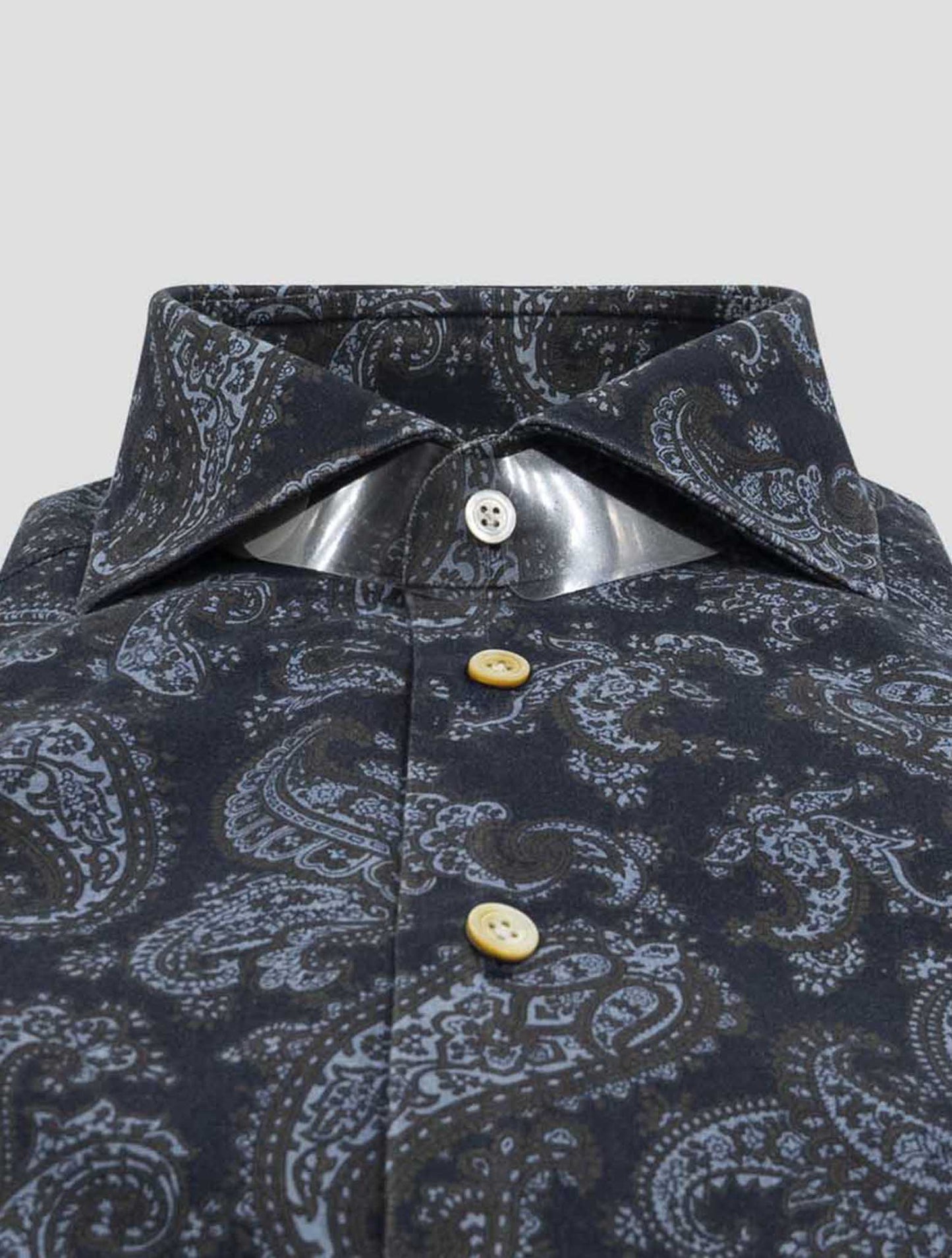 Kiton Blue Brown Cotton Shirt