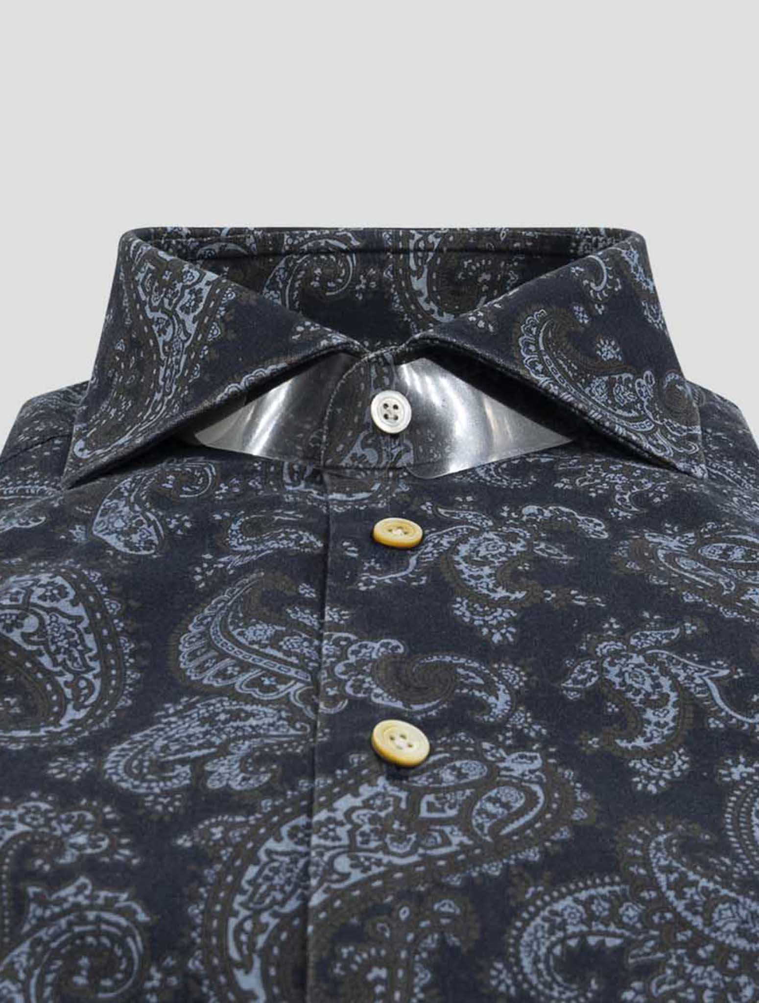Kiton Blue Brown Cotton Shirt
