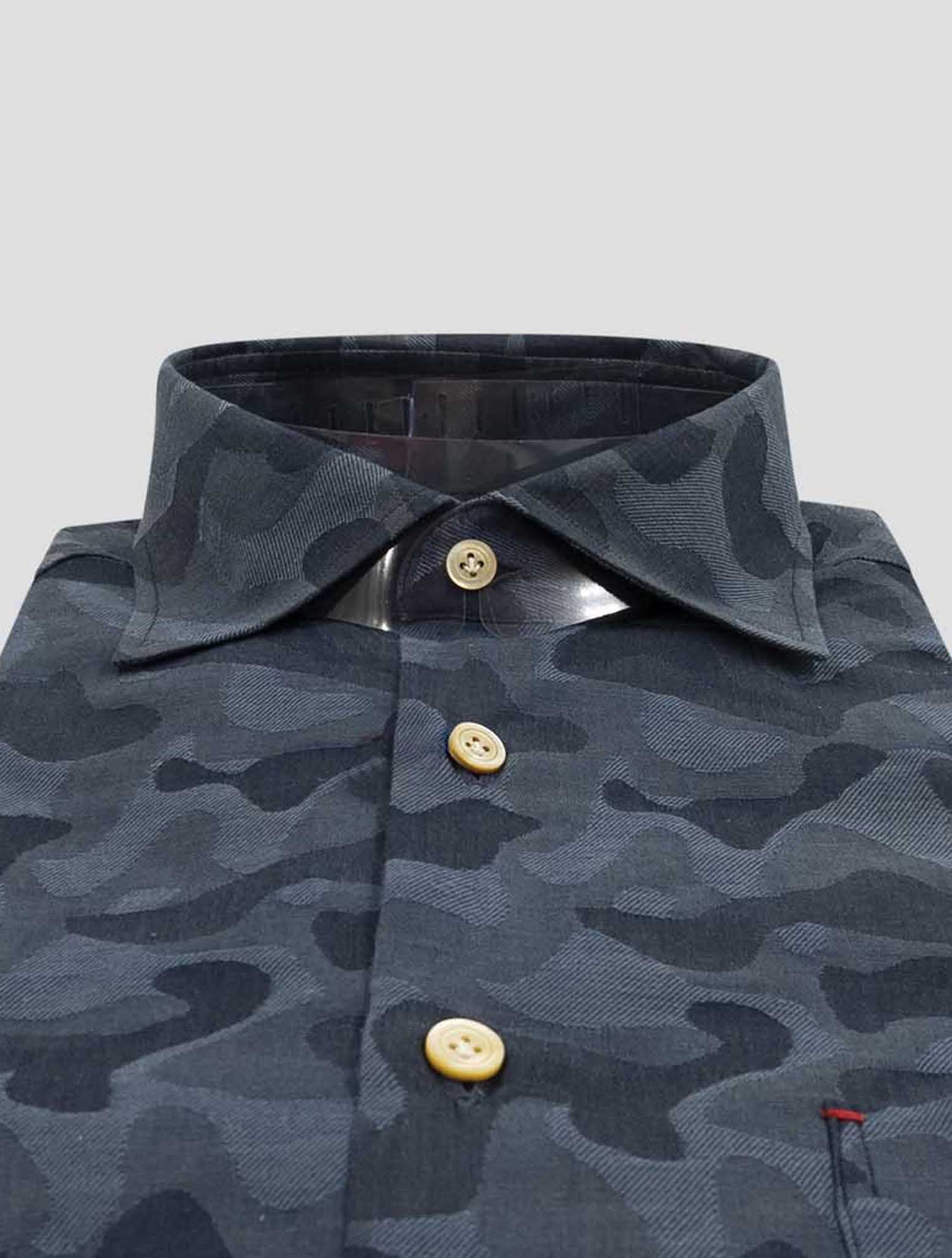 Kiton Blue Cotton Linen Shirt Nerano