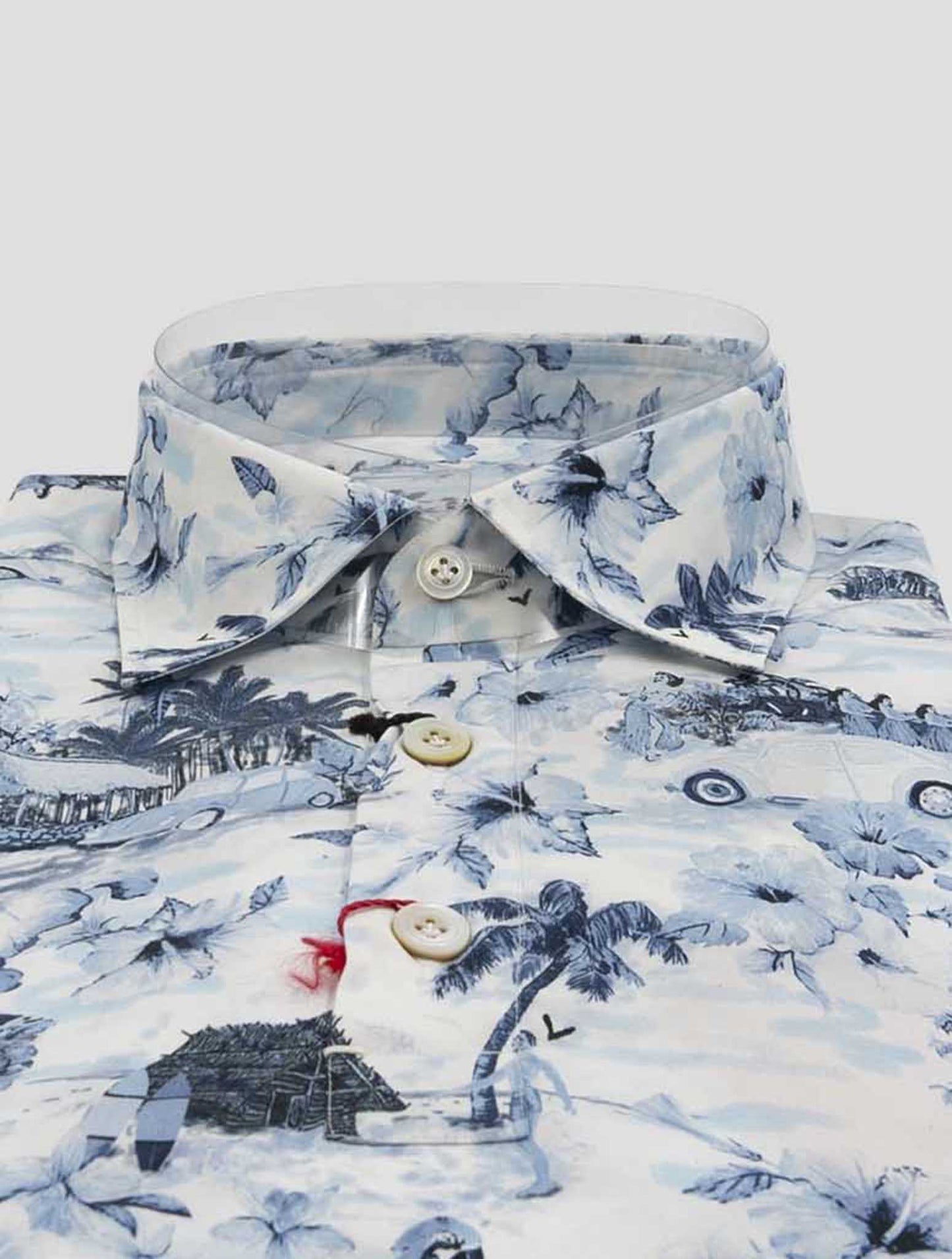 Kiton Light Blue White Cotton Shirt Polo Positano