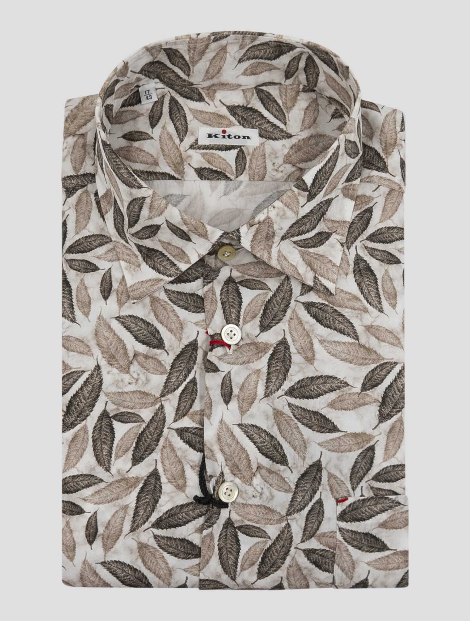 Kiton Brown White Cotton Shirt Nerano
