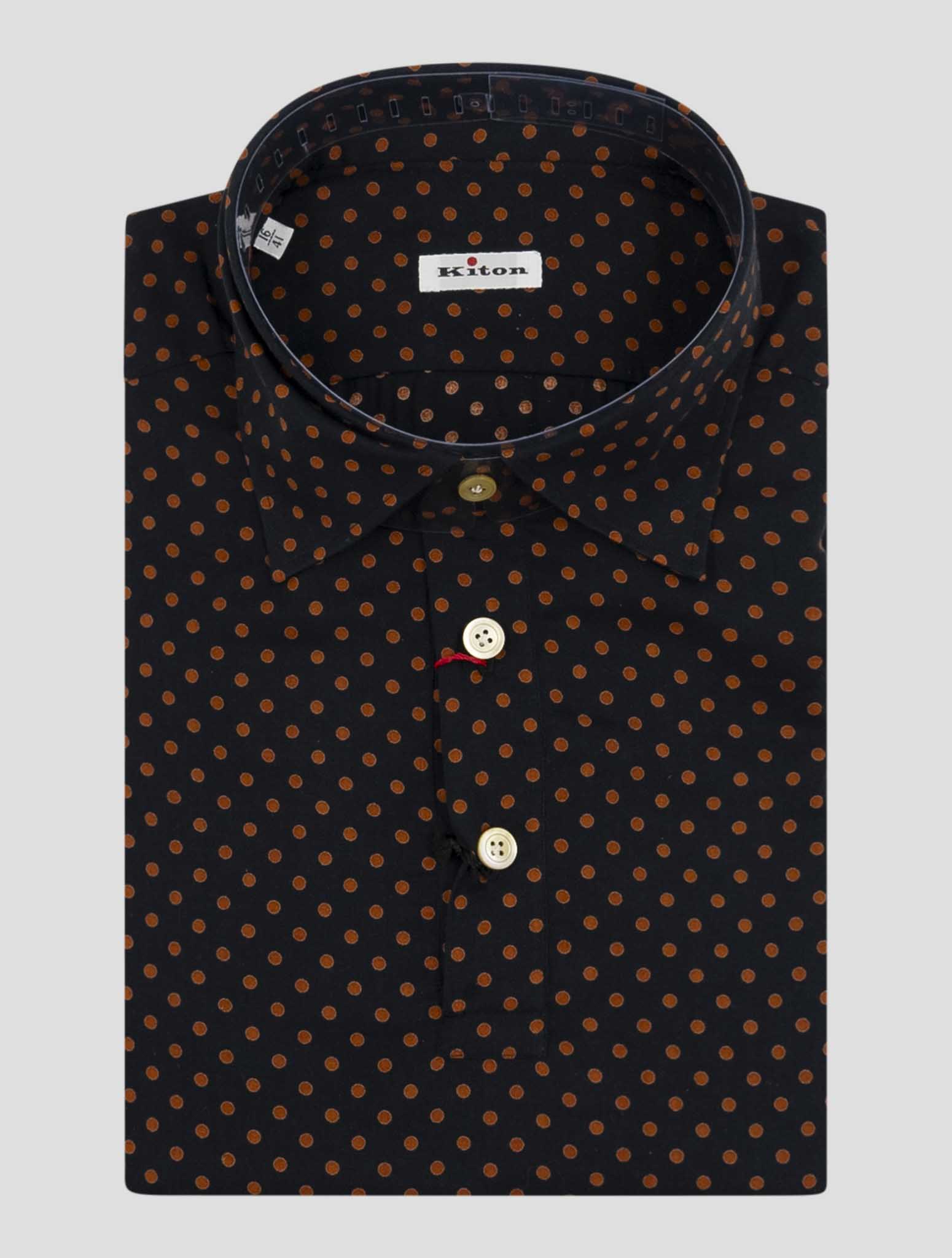 Kiton Black Orange Cotton Polo Shirt Positano