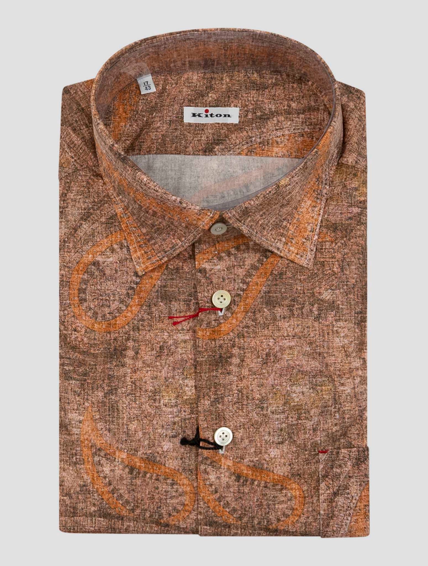 Kiton Orange Cotton Shirt Nerano