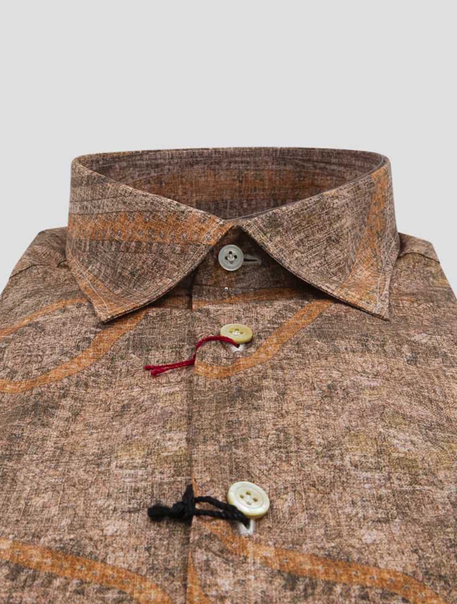 Kiton Orange Cotton Shirt Nerano