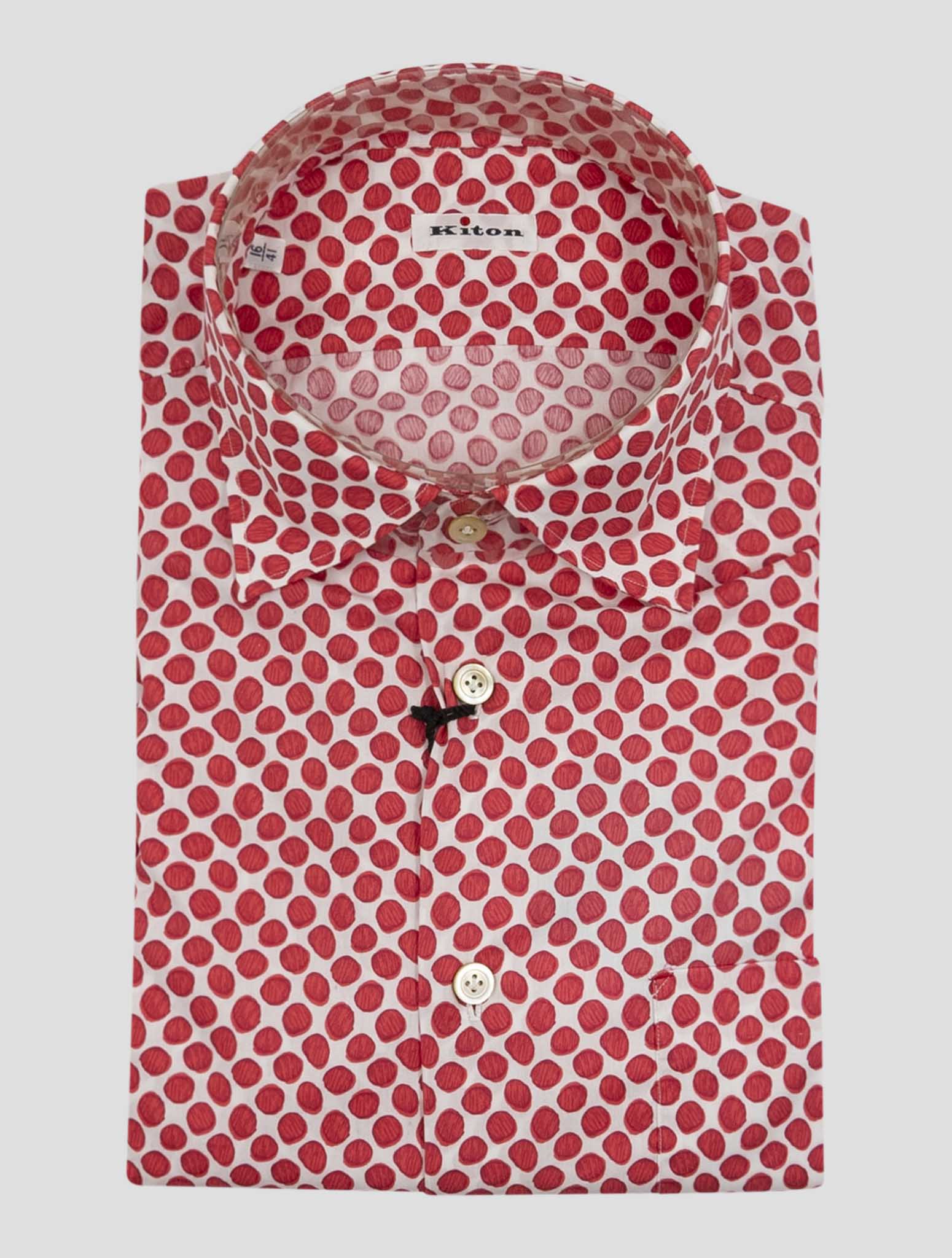 Kiton Red White Cotton Shirt Nerano