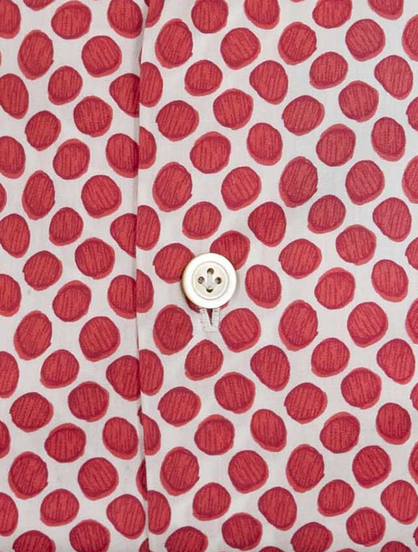 Kiton Red White Cotton Shirt Nerano