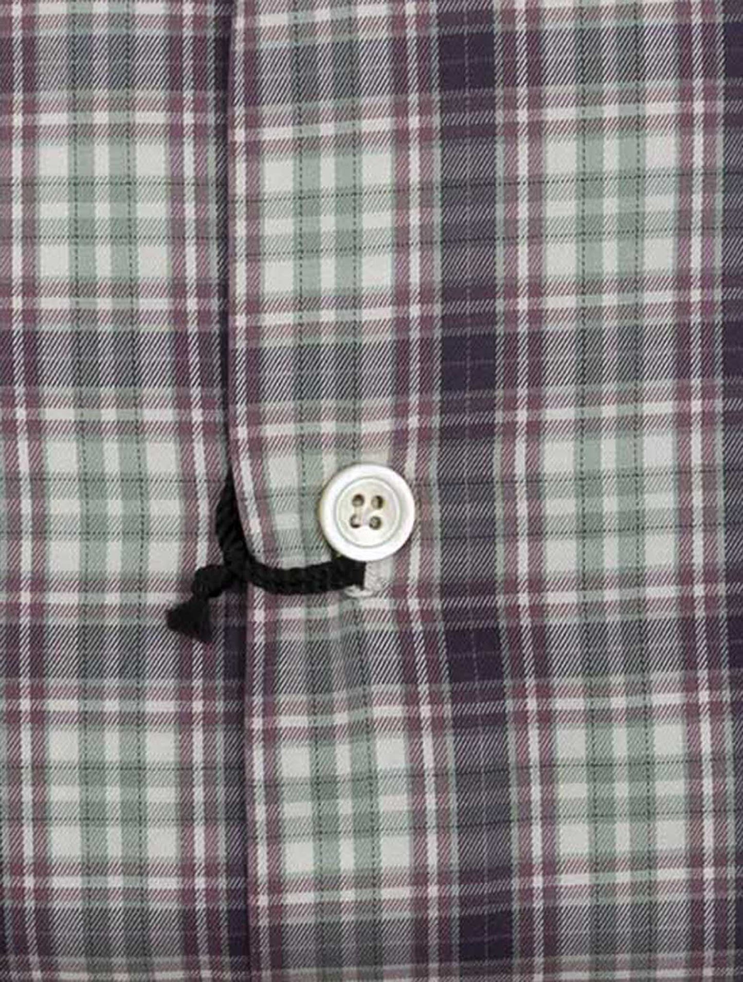 Kiton Burgundy Green Cotton Shirt