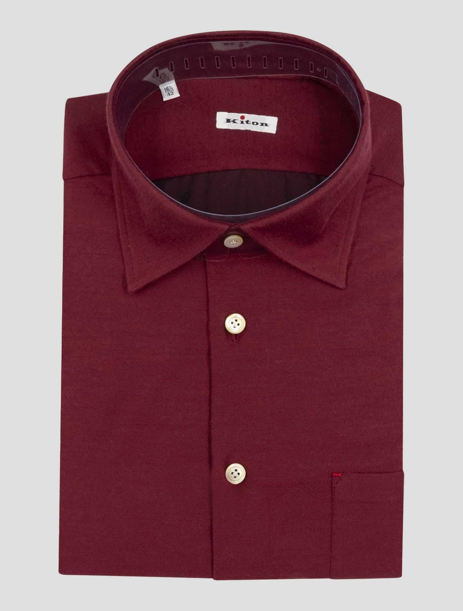 Kiton Burgundy Cotton Silk Cashmere Shirt Nerano