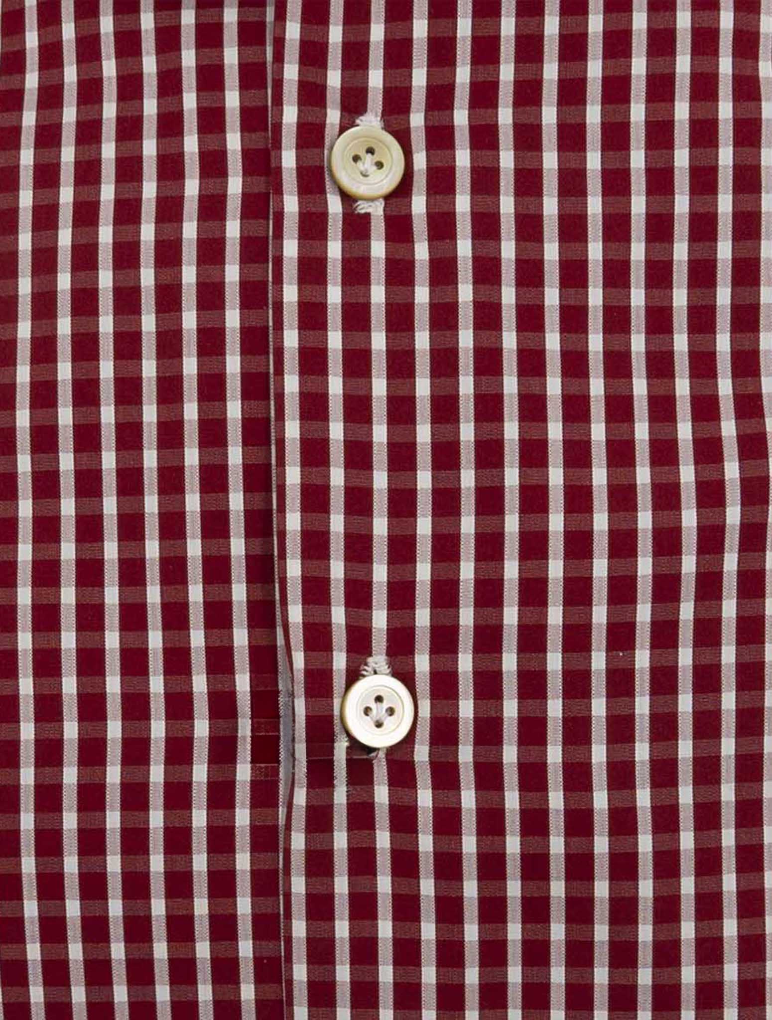 Kiton Red White Cotton Shirt