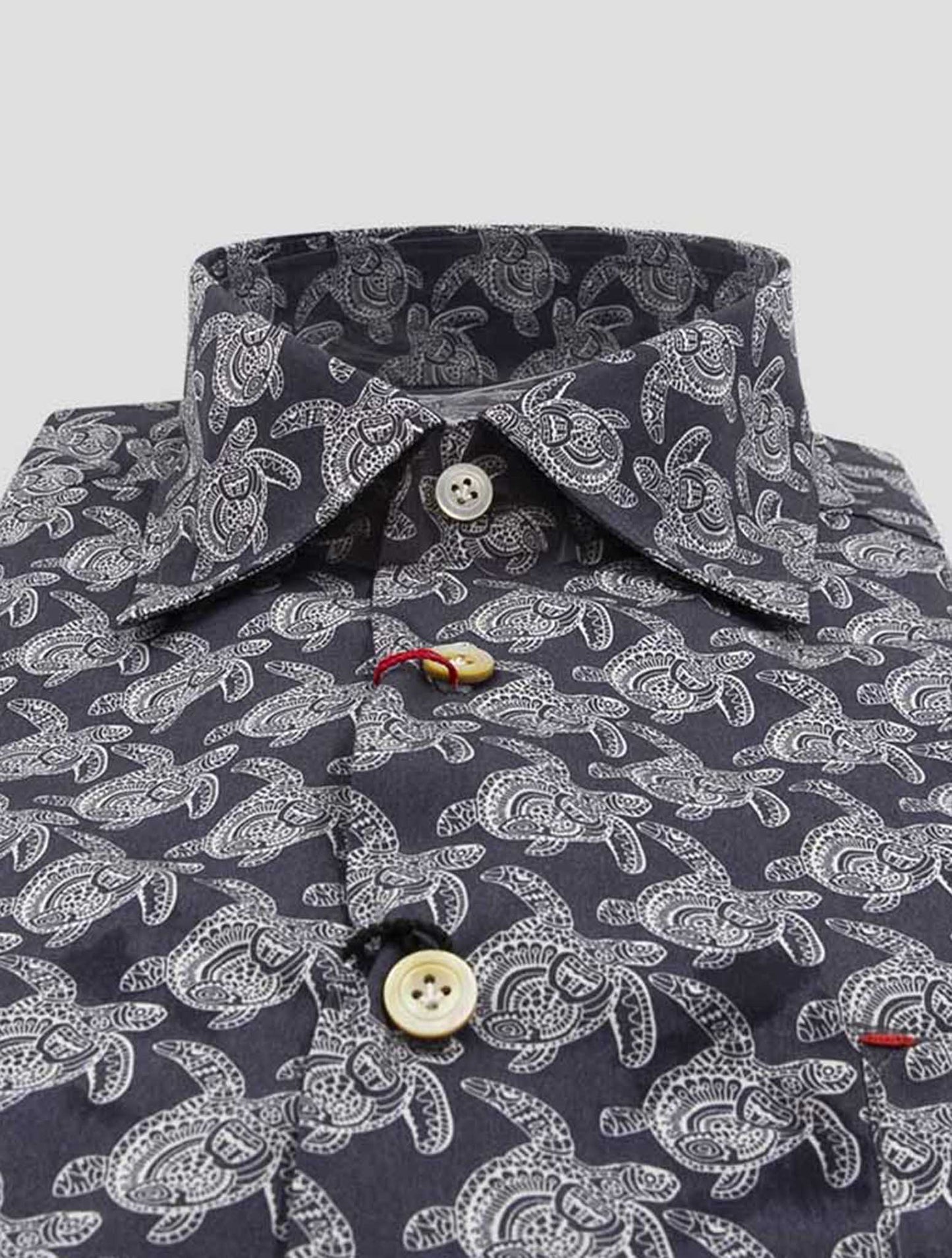 Kiton Blue White Cotton Shirt