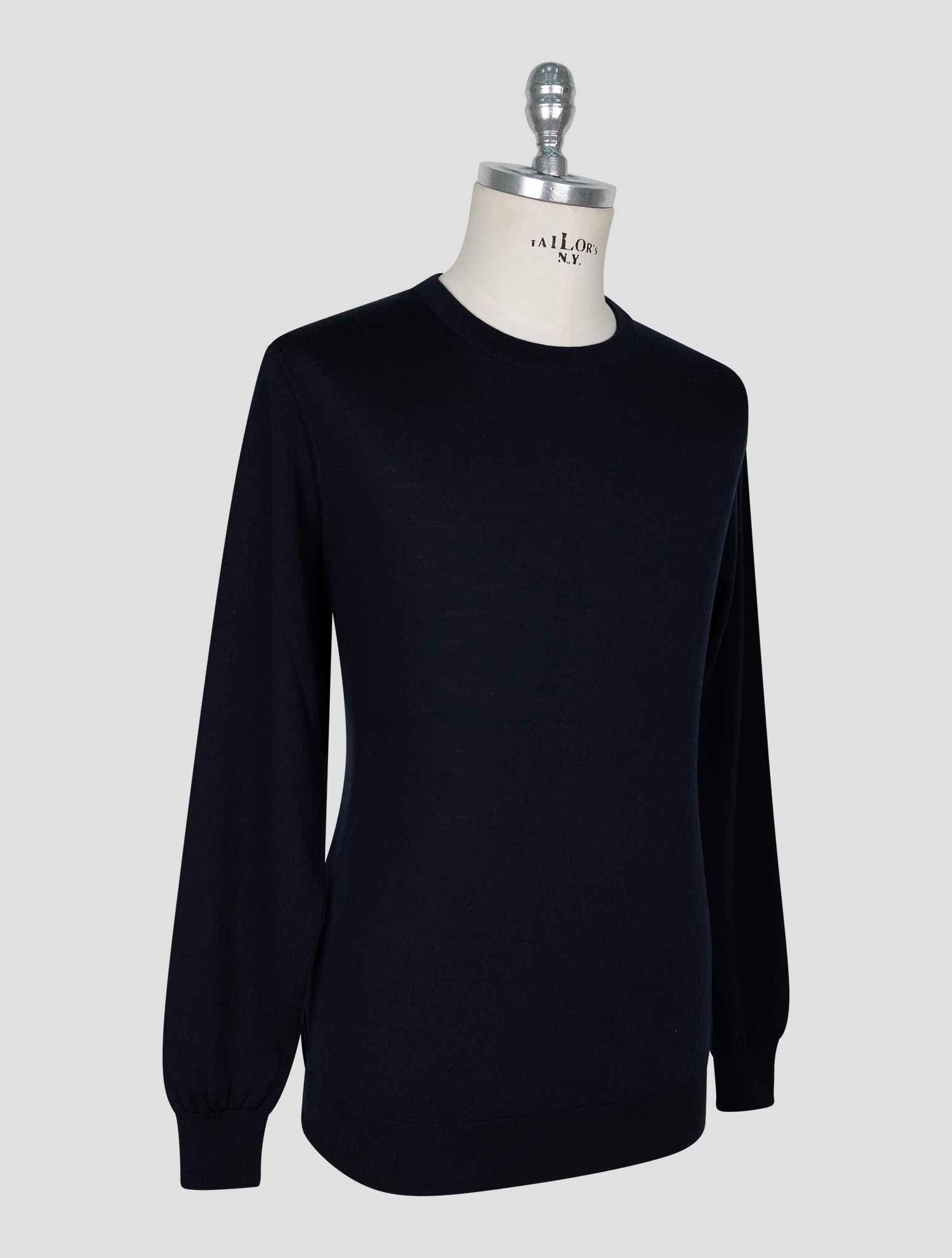 Kiton Blue Wool Sweater Crewneck