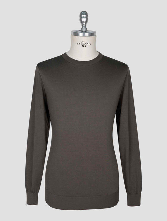 Kiton Taupe Silk Sweater Crewneck