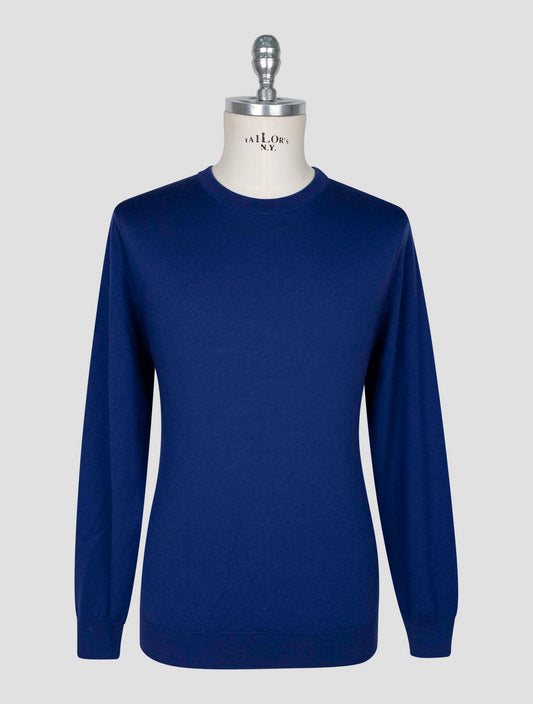 Kiton Blue Wool Sweater Crewneck