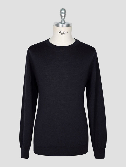 Kiton Black Wool Sweater Crewneck
