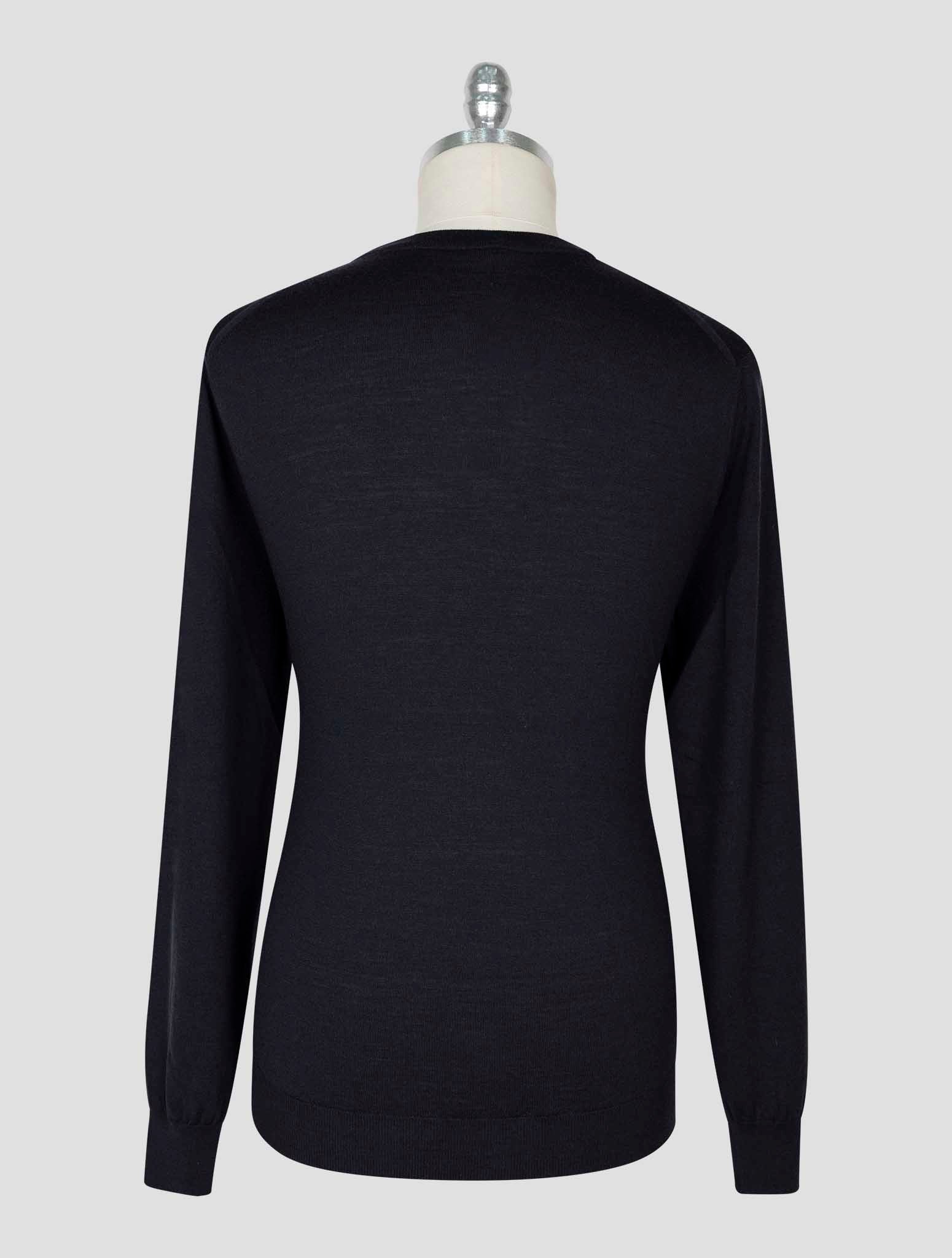 Kiton Black Wool Sweater Crewneck