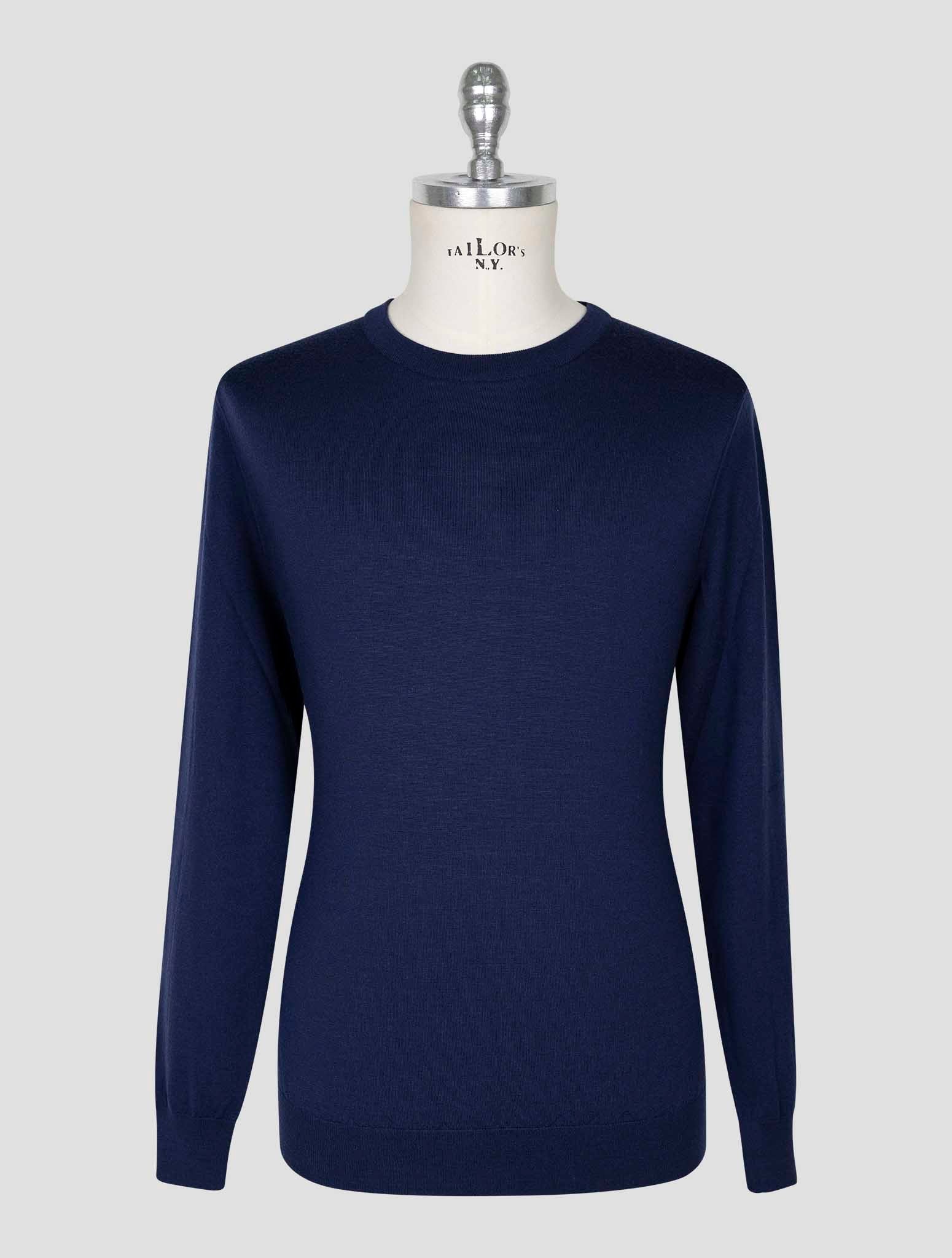 Kiton Blue Wool Sweater Crewneck