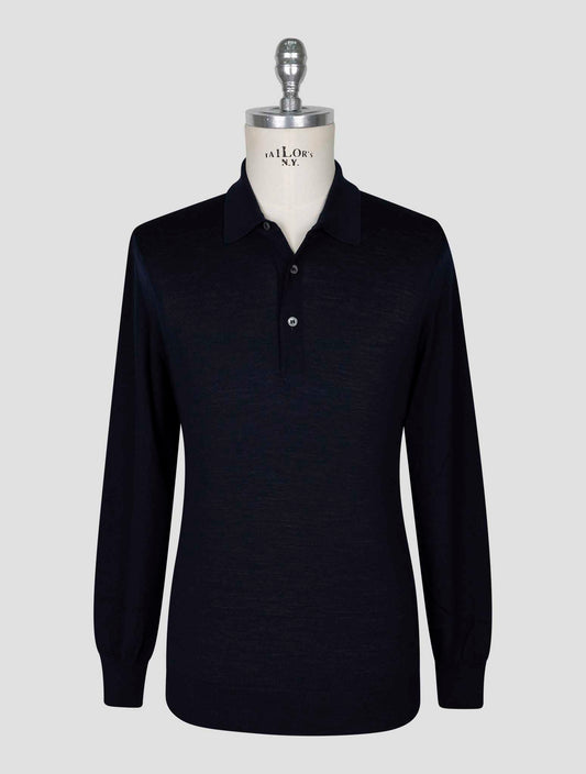 Kiton Dark Blue Wool Sweater Polo