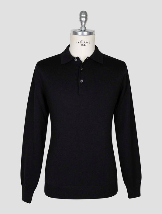 Kiton Black Wool Sweater Polo