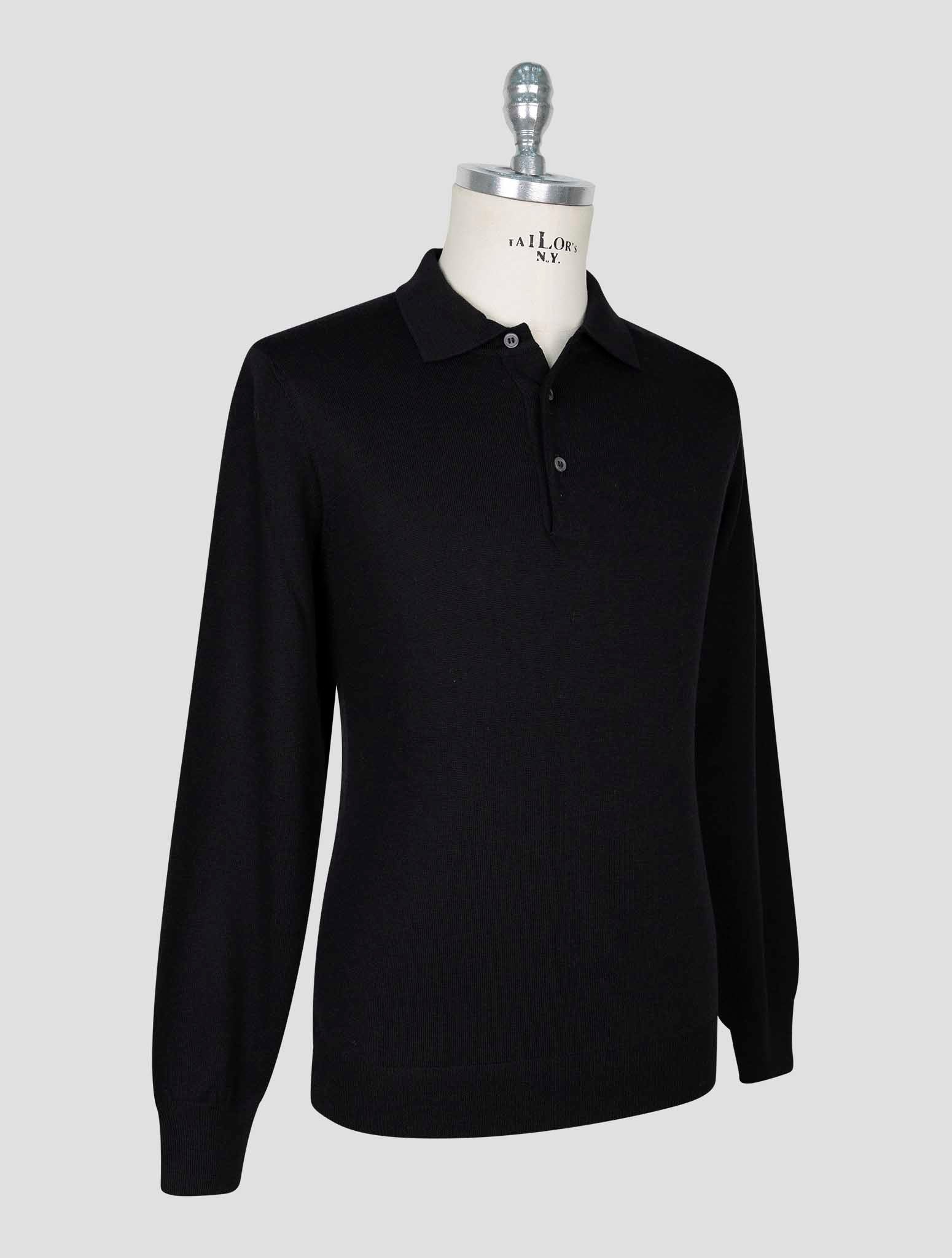 Kiton Black Wool Sweater Polo