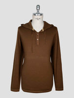 Kiton Brown Wool Sweater Hoodie