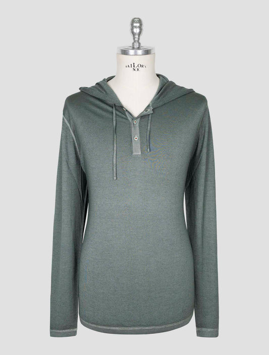 Kiton Green Cashmere Silk Sweater Hoodie