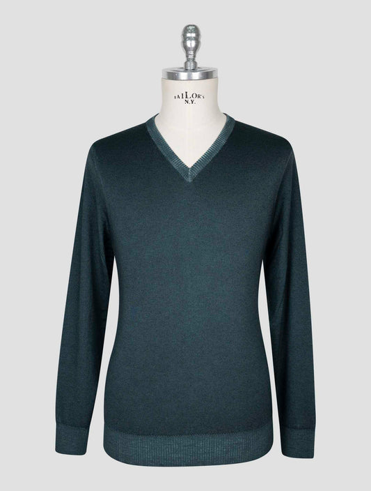 Kiton Green Cashmere Sweater V-Neck