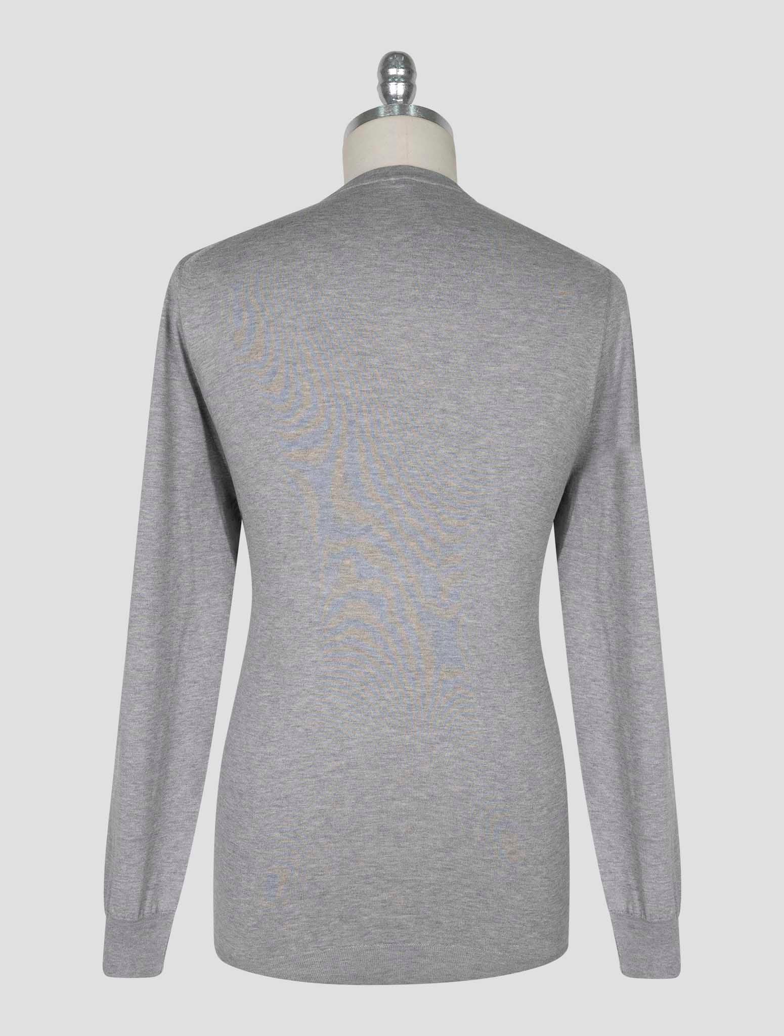 Kiton Gray Cotton Sweater V-Neck