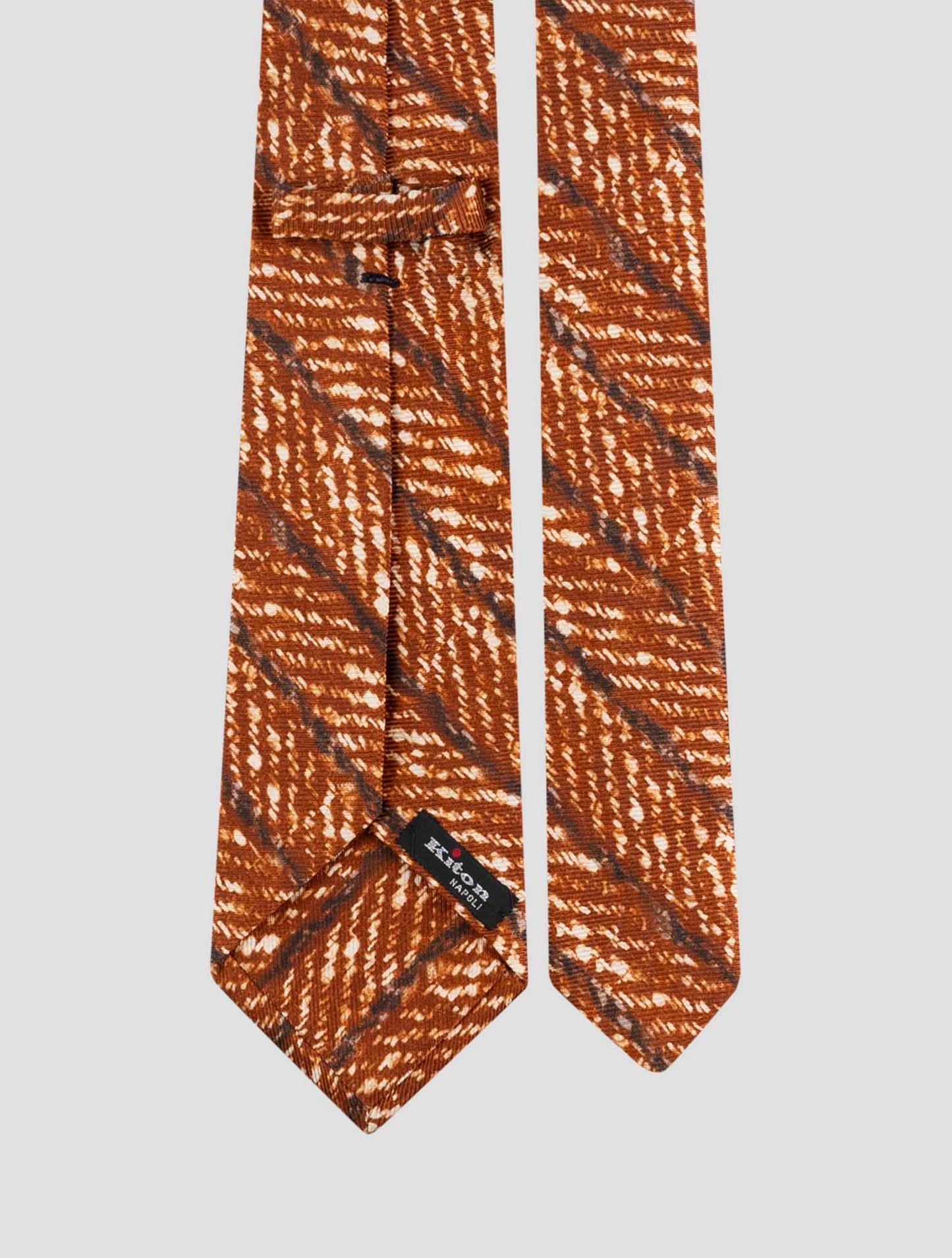 Kiton Orange White Silk Tie