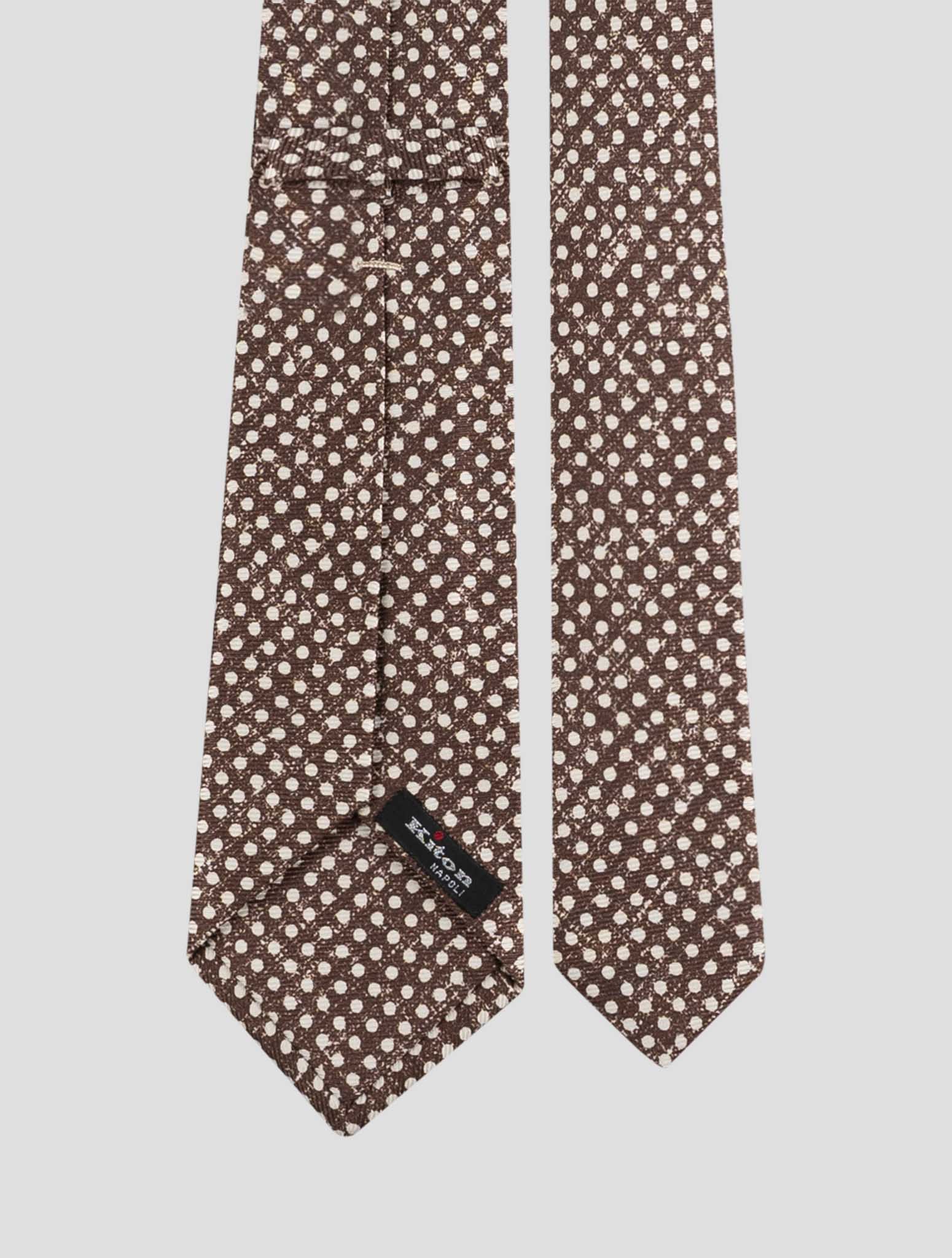Kiton Brown White Silk Tie