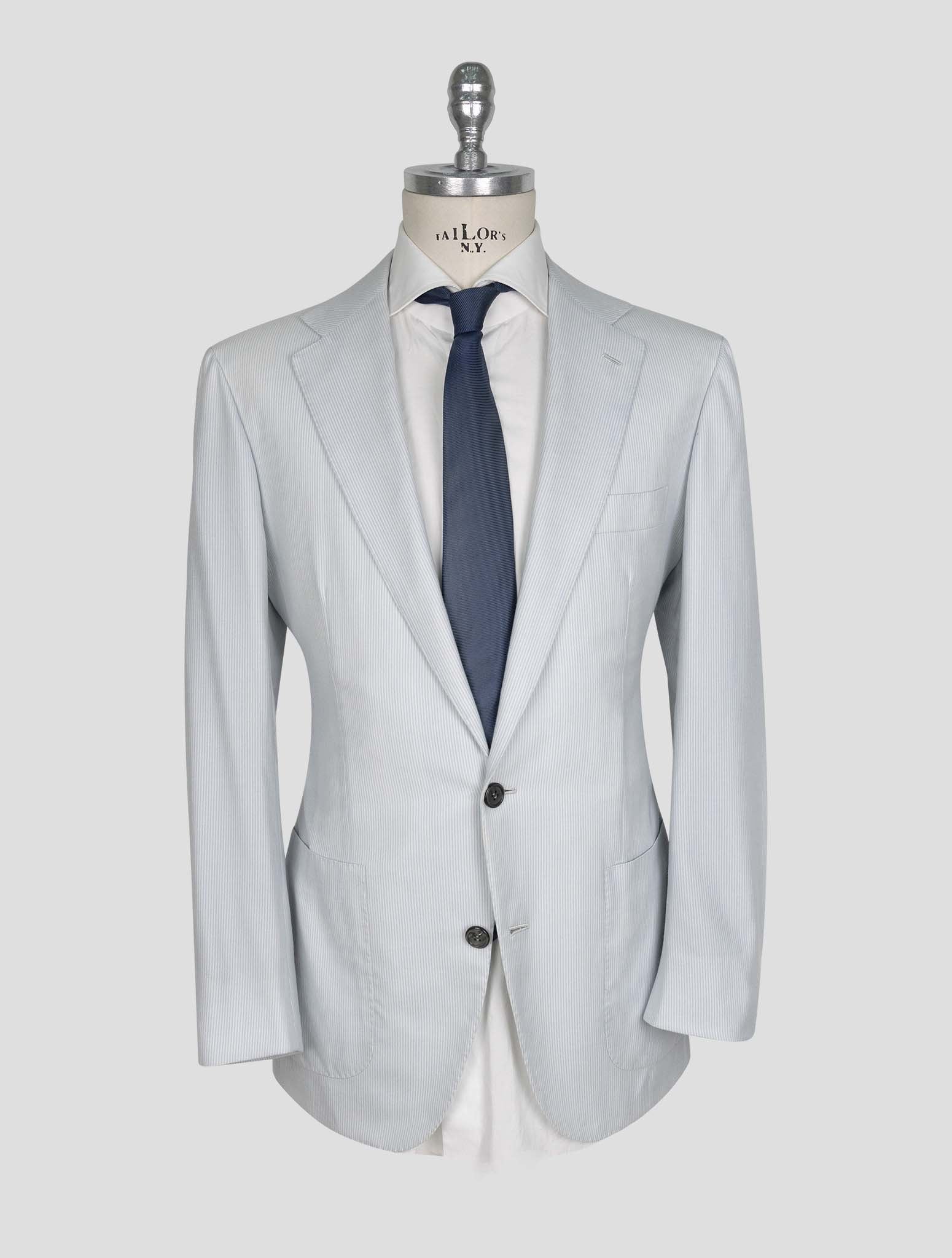 Kiton Light Blue White Cashmere Blazer