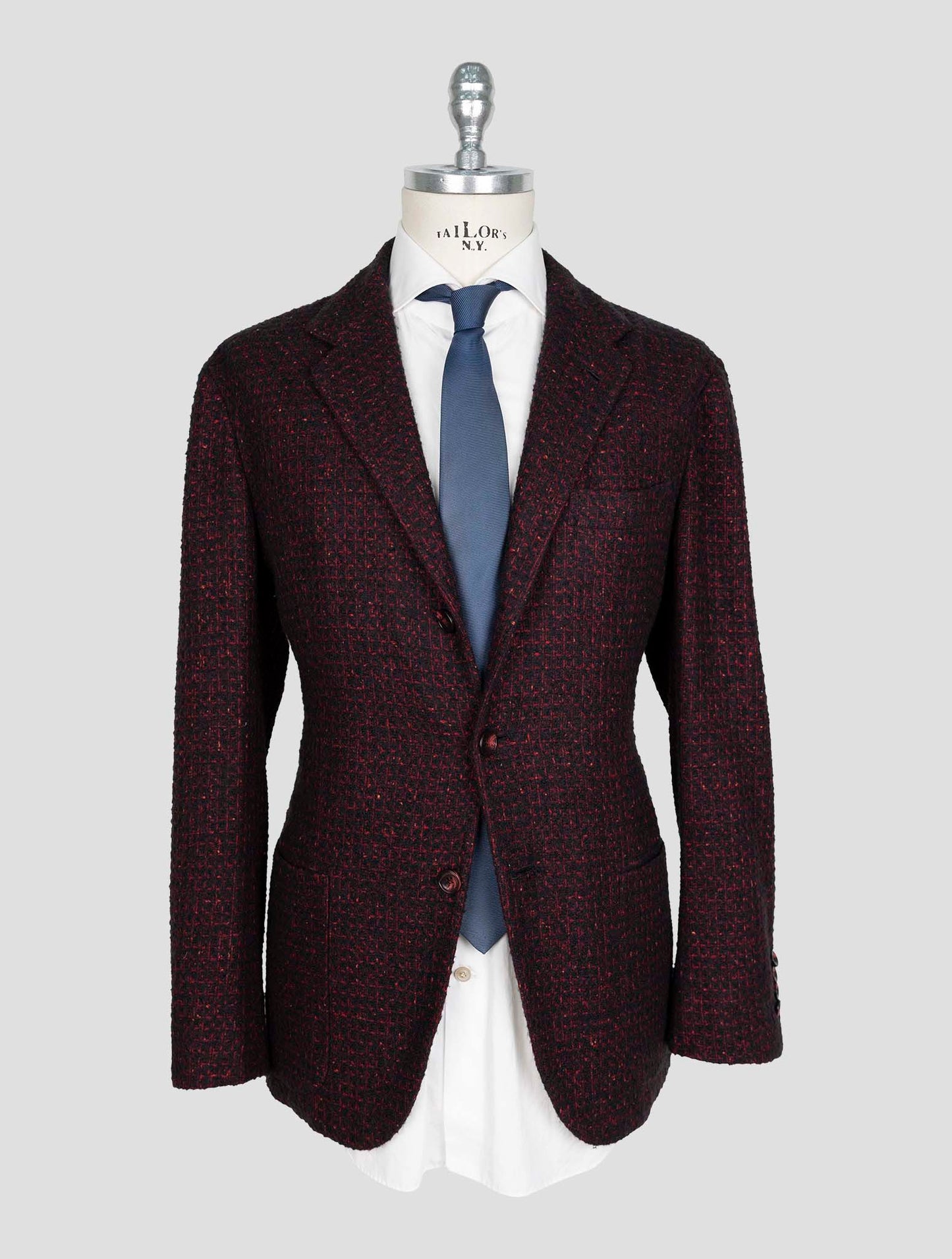 Kiton Burugndy Blue Cashmere Silk Blazer