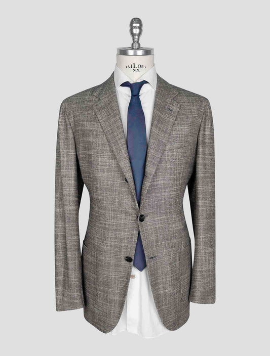 Kiton Taupe Cashmere Silk Virgin Wool Blazer
