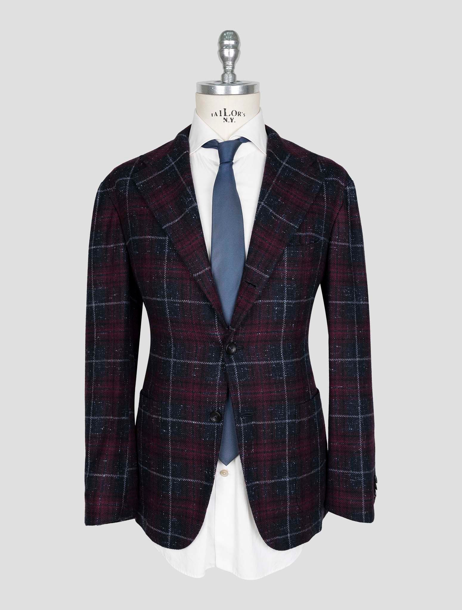 Kiton Burgundy Blue Cashmere Blazer