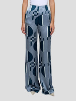 Kiton Gray Blue Silk Pants Women