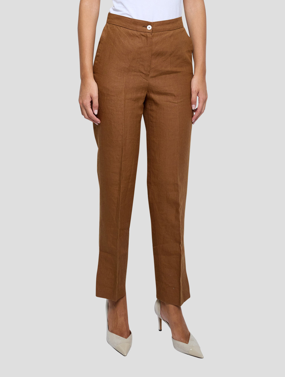 Kiton Brown Linen Pants Women