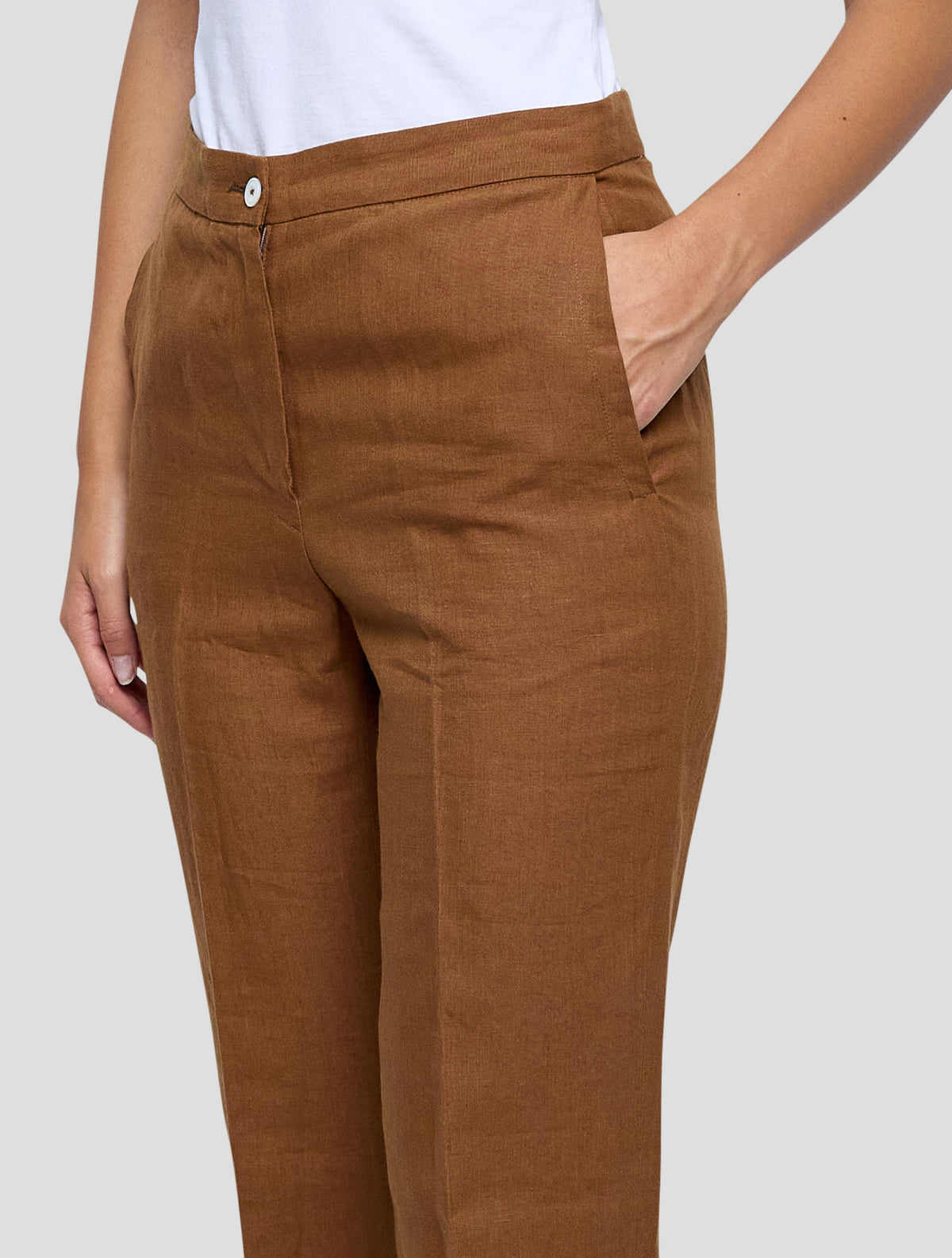 Kiton Brown Linen Pants Women