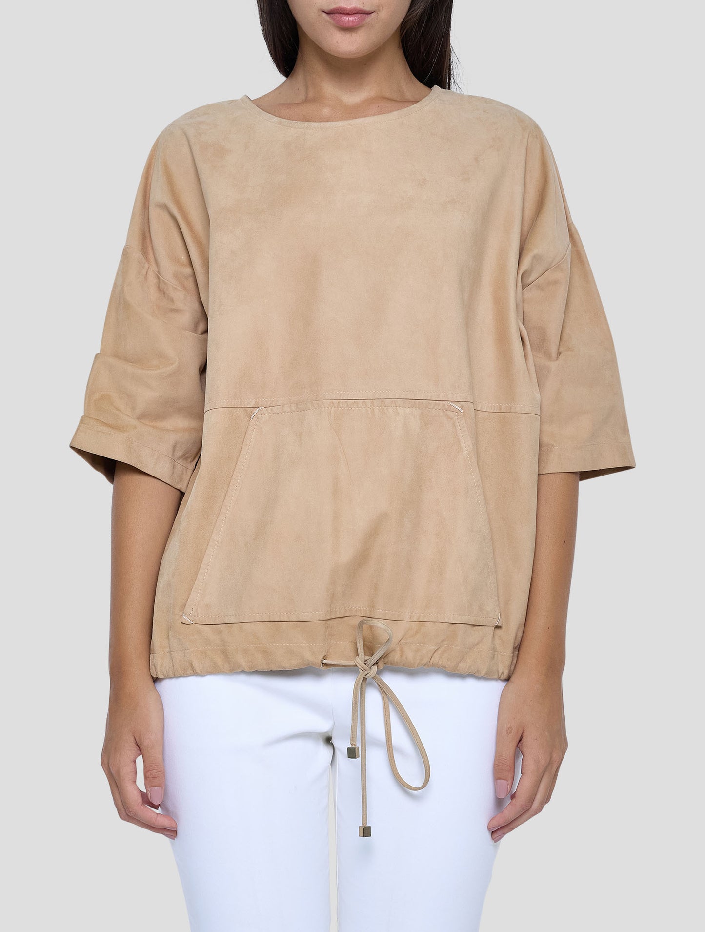 Kiton Beige Leather Suede Sweater Women