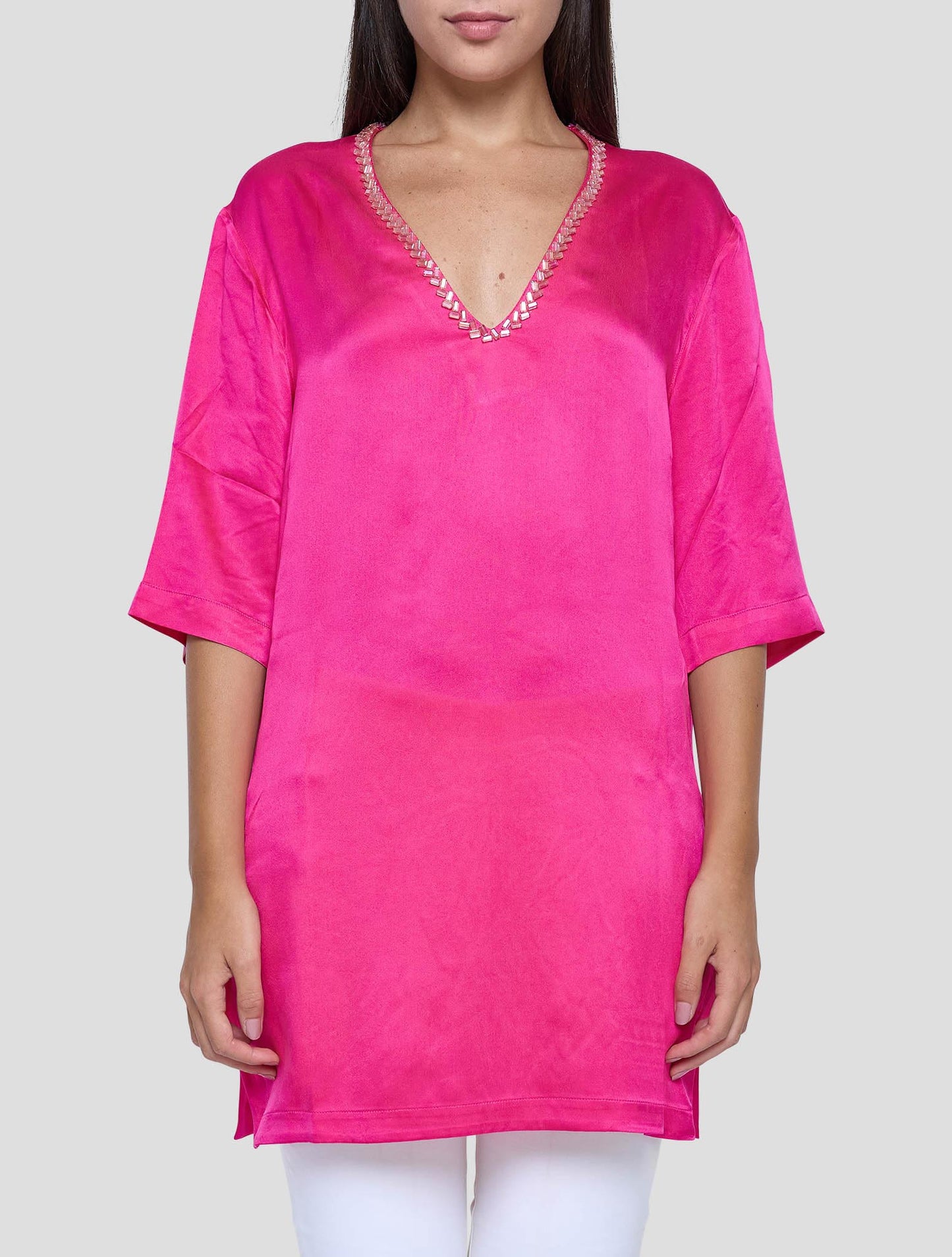 Kiton Fuchsia Silk Shirt Women