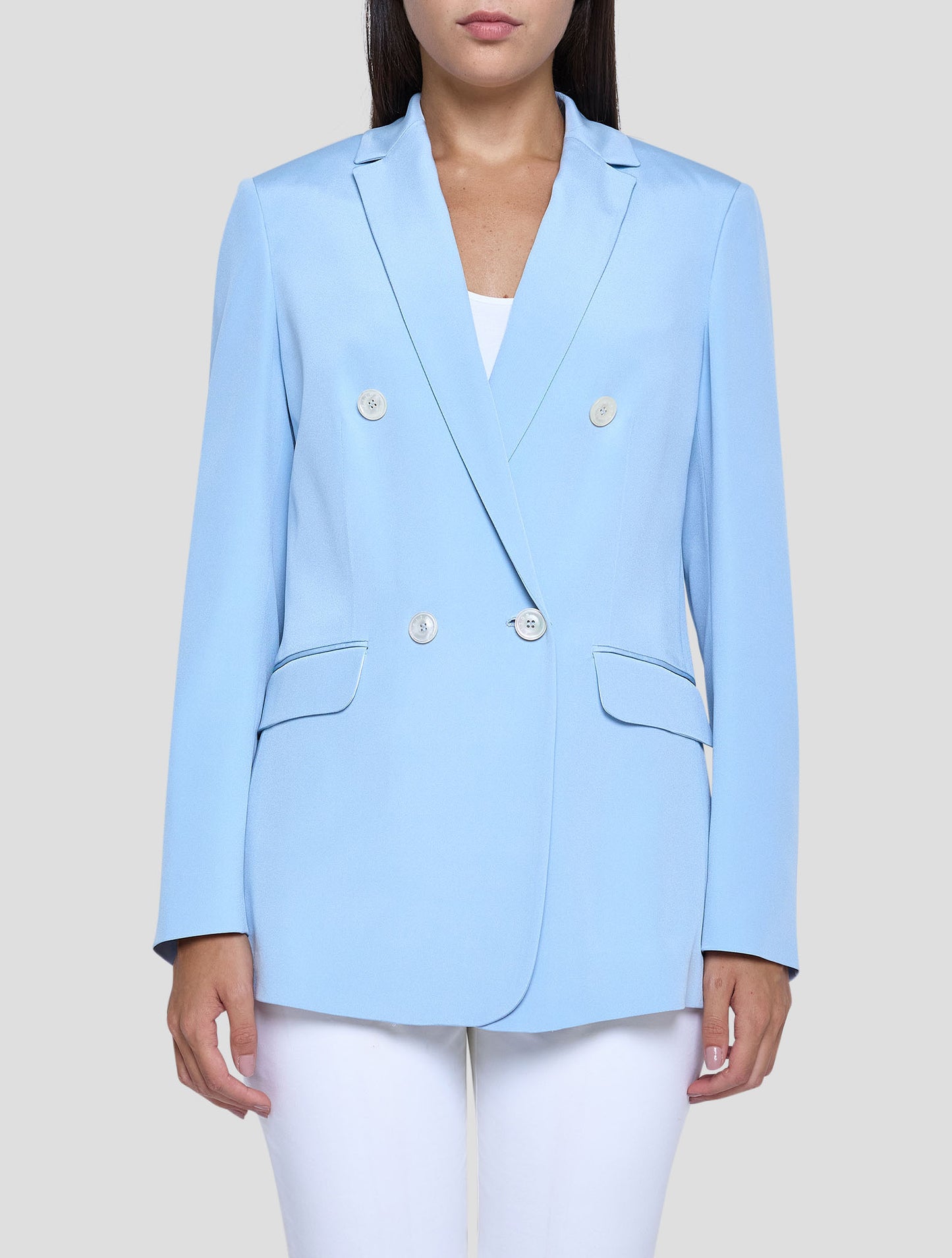 Kiton Light Blue Silk Ea Blazer Women